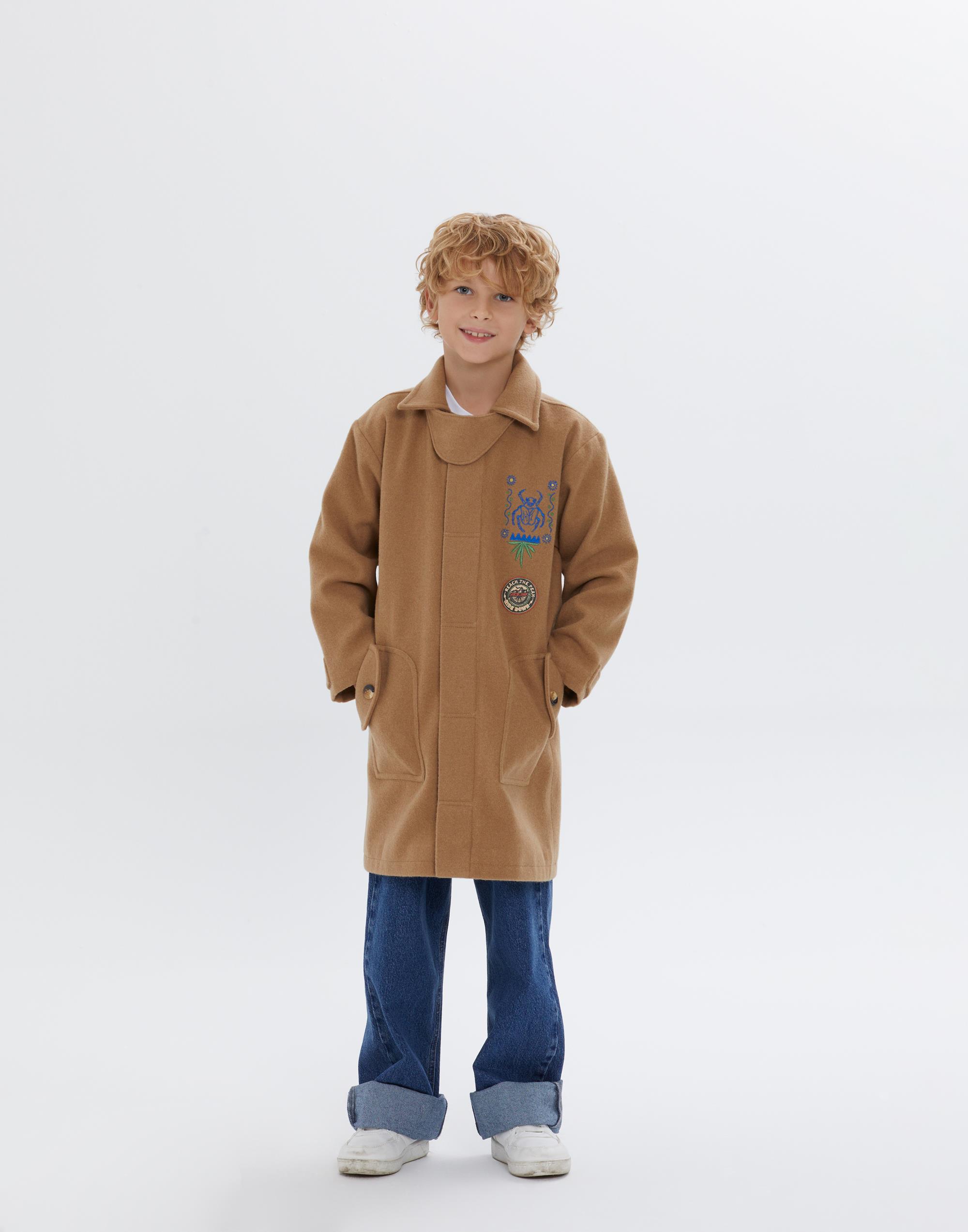 Gömlek Yakalı Çıtçıt Kapamalı Astarlı Kahverengi Erkek Çocuk Ceket - junior, designer dresses, bachelorette, party dresses and graduation dresses.