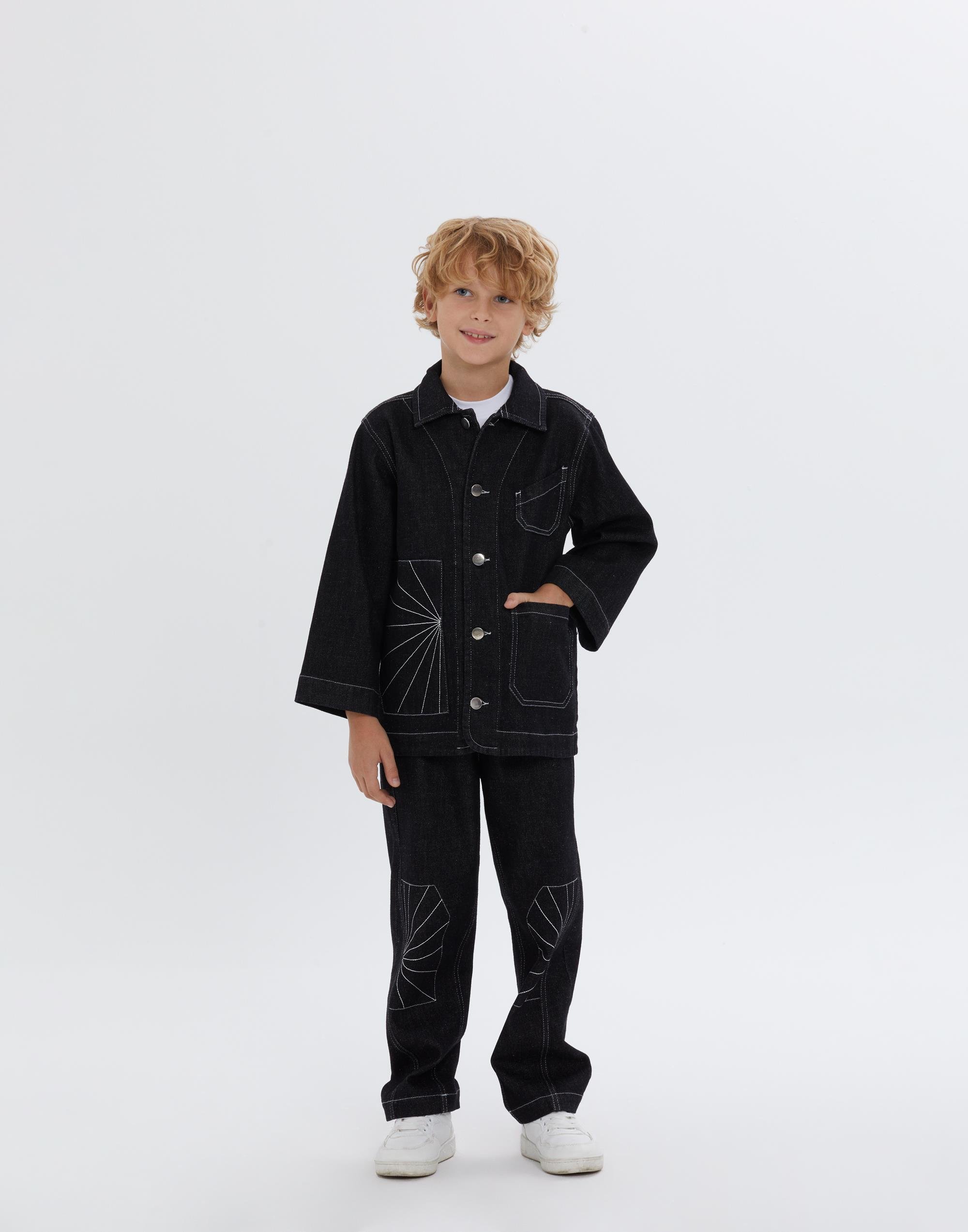 Gömlek Yakalı Dikiş Detaylı Siyah Erkek Çocuk Ceket - junior, designer dresses, bachelorette, party dresses and graduation dresses.