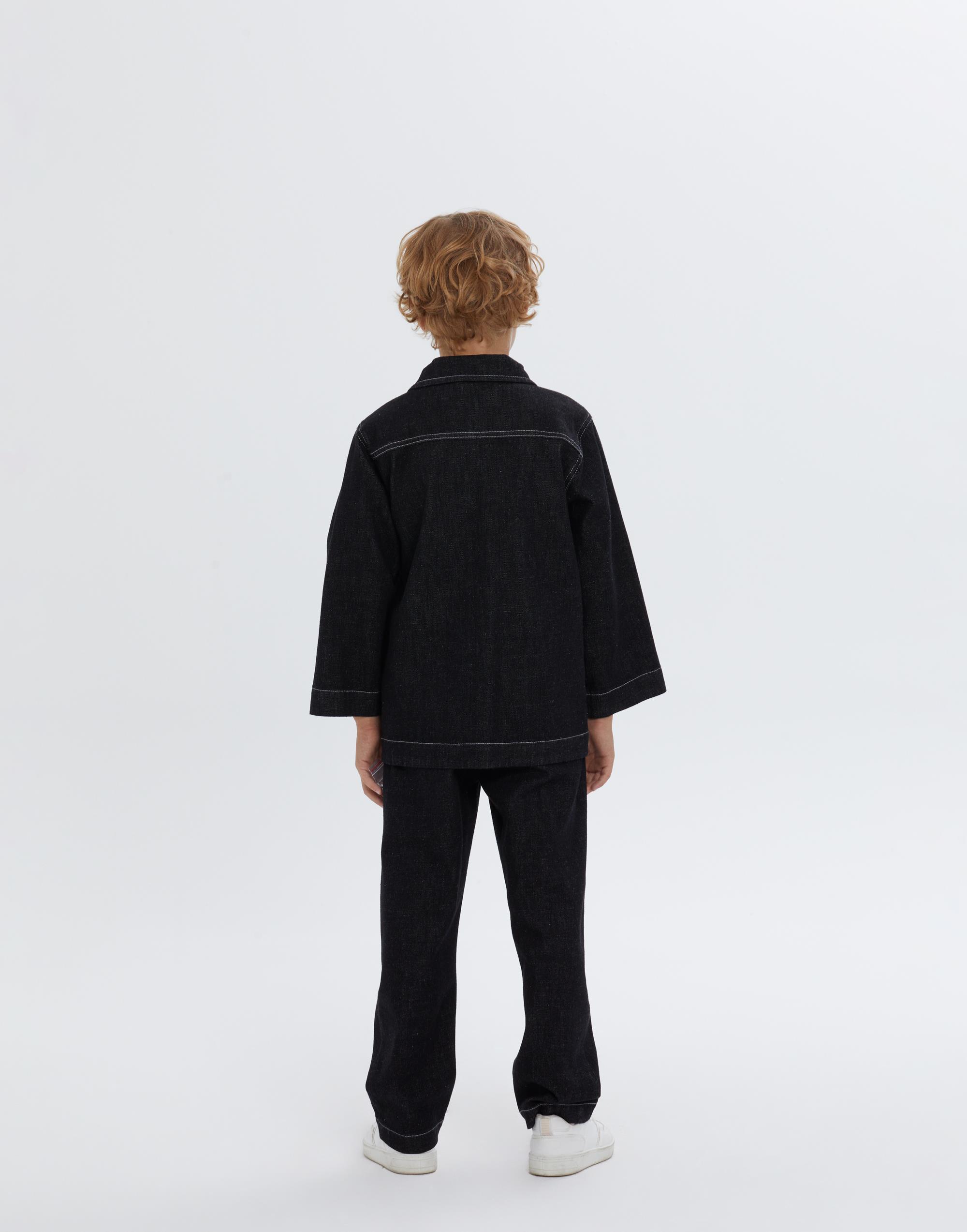 Gömlek Yakalı Dikiş Detaylı Siyah Erkek Çocuk Ceket - junior, designer dresses, bachelorette, party dresses and graduation dresses.