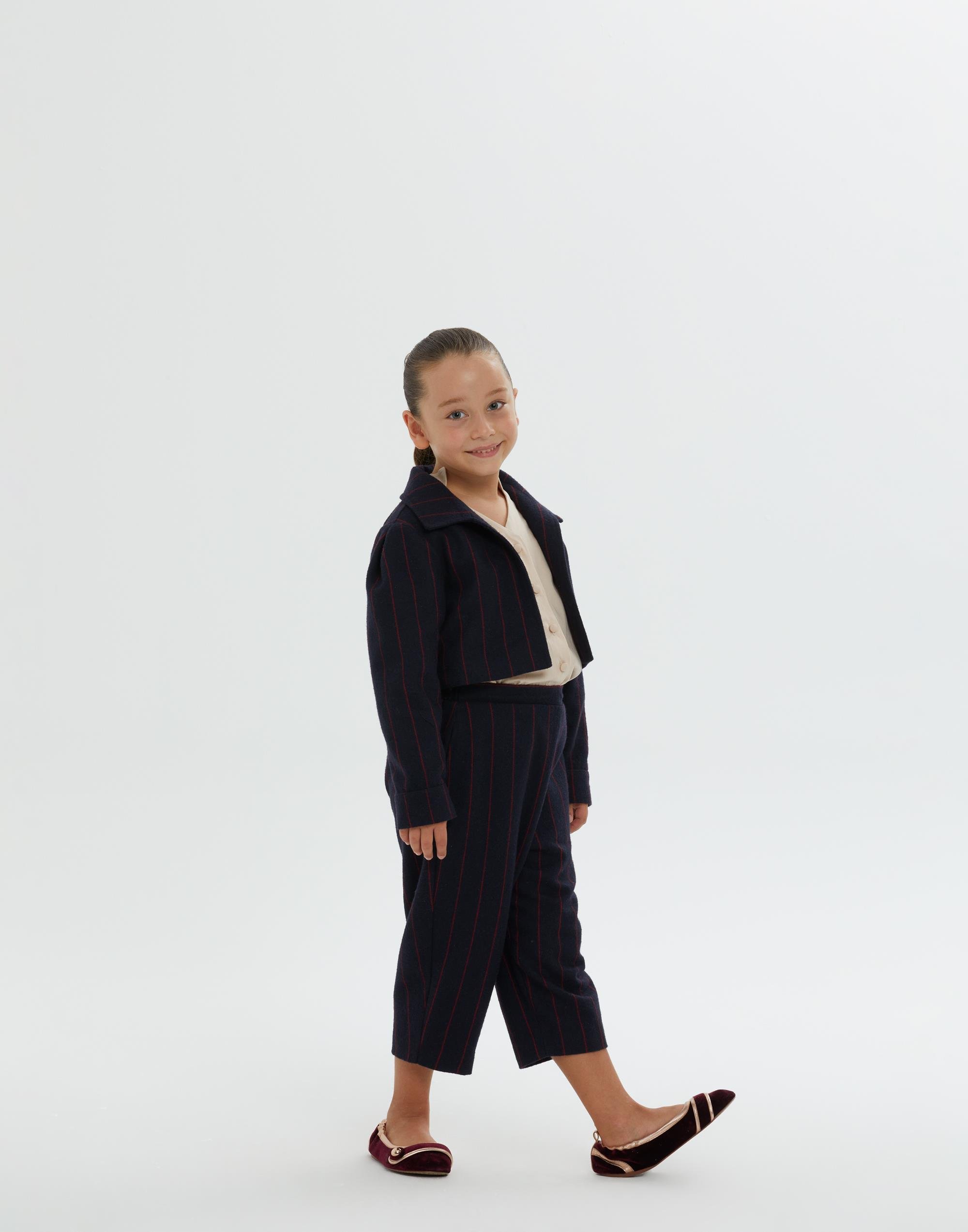 Gömlek Yakalı Kollarda Pili Katlamalı  Astarlı Lacivert Kız Çocuk Ceket - junior, designer dresses, bachelorette, party dresses and graduation dresses.