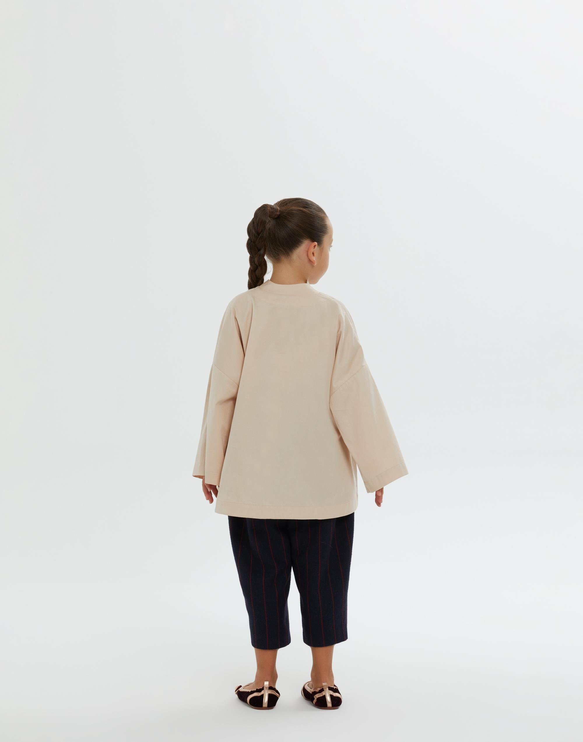 Hakim V Yakalı Asimetrik Düşük Omuzlu Bej Kız Çocuk Gömlek - junior, designer dresses, bachelorette, party dresses and graduation dresses.