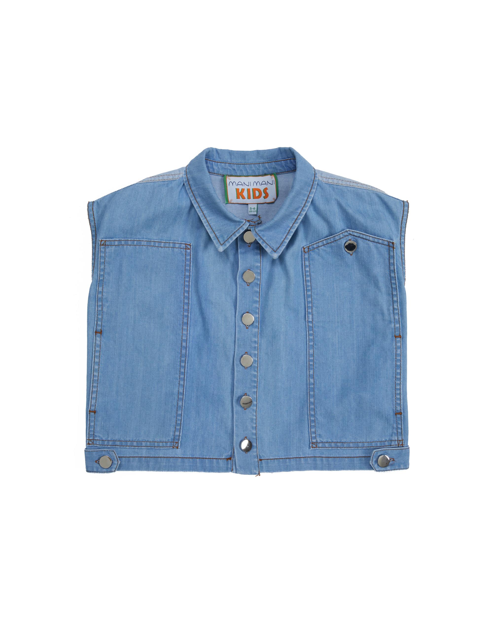 İki Renk Denim Kumaşlı Sıfır Kollu Denim Yelek - junior, designer dresses, bachelorette, party dresses and graduation dresses.