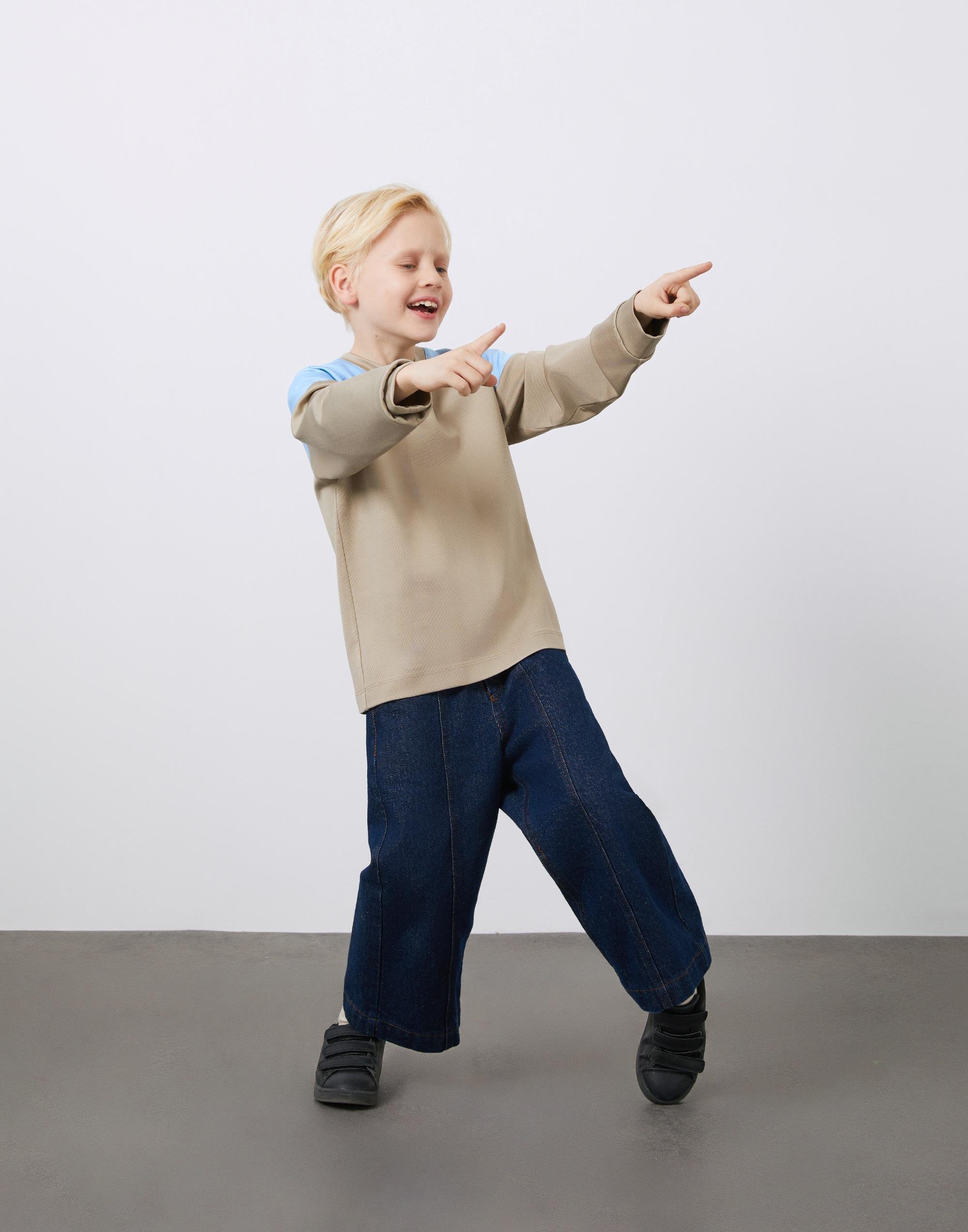 Two-Tone Beige Boy's Sweatshirt - junior, designer dresses, bachelorette, party dresses and graduation dresses.