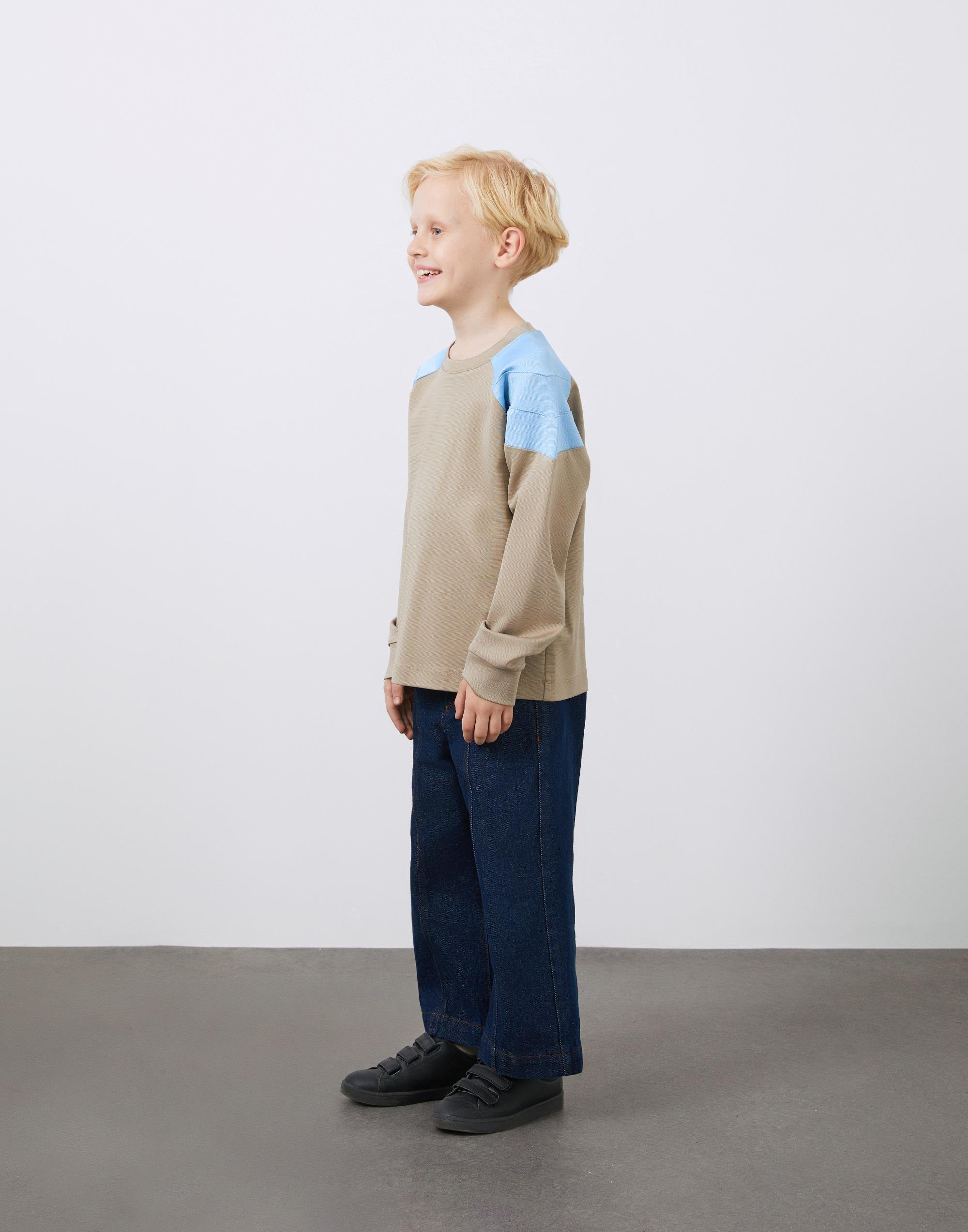 Two-Tone Beige Boy's Sweatshirt - junior, designer dresses, bachelorette, party dresses and graduation dresses.