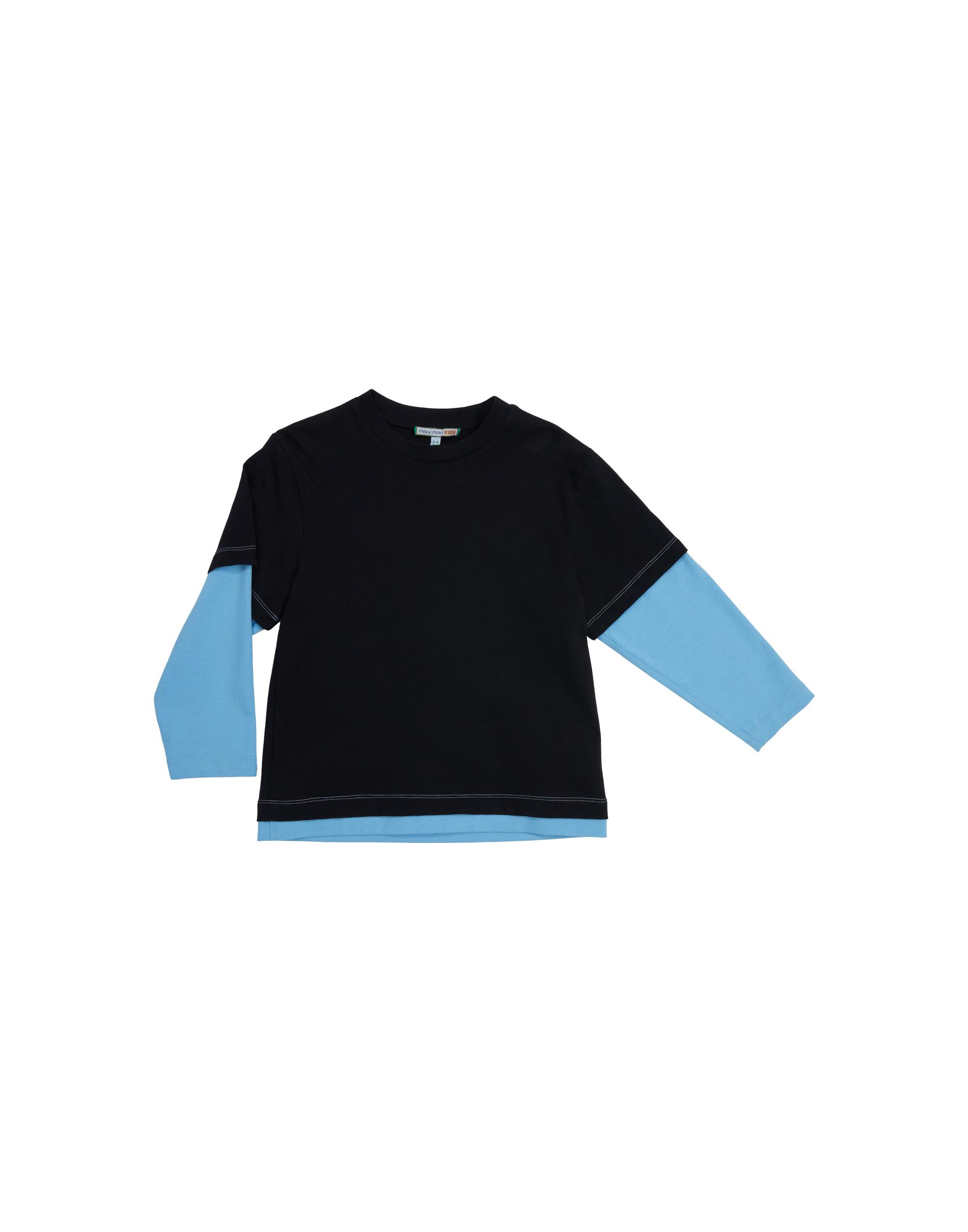 Black T-Shirt With Two-Tone And Double-Layered Look - junior, designer dresses, bachelorette, party dresses and graduation dresses.