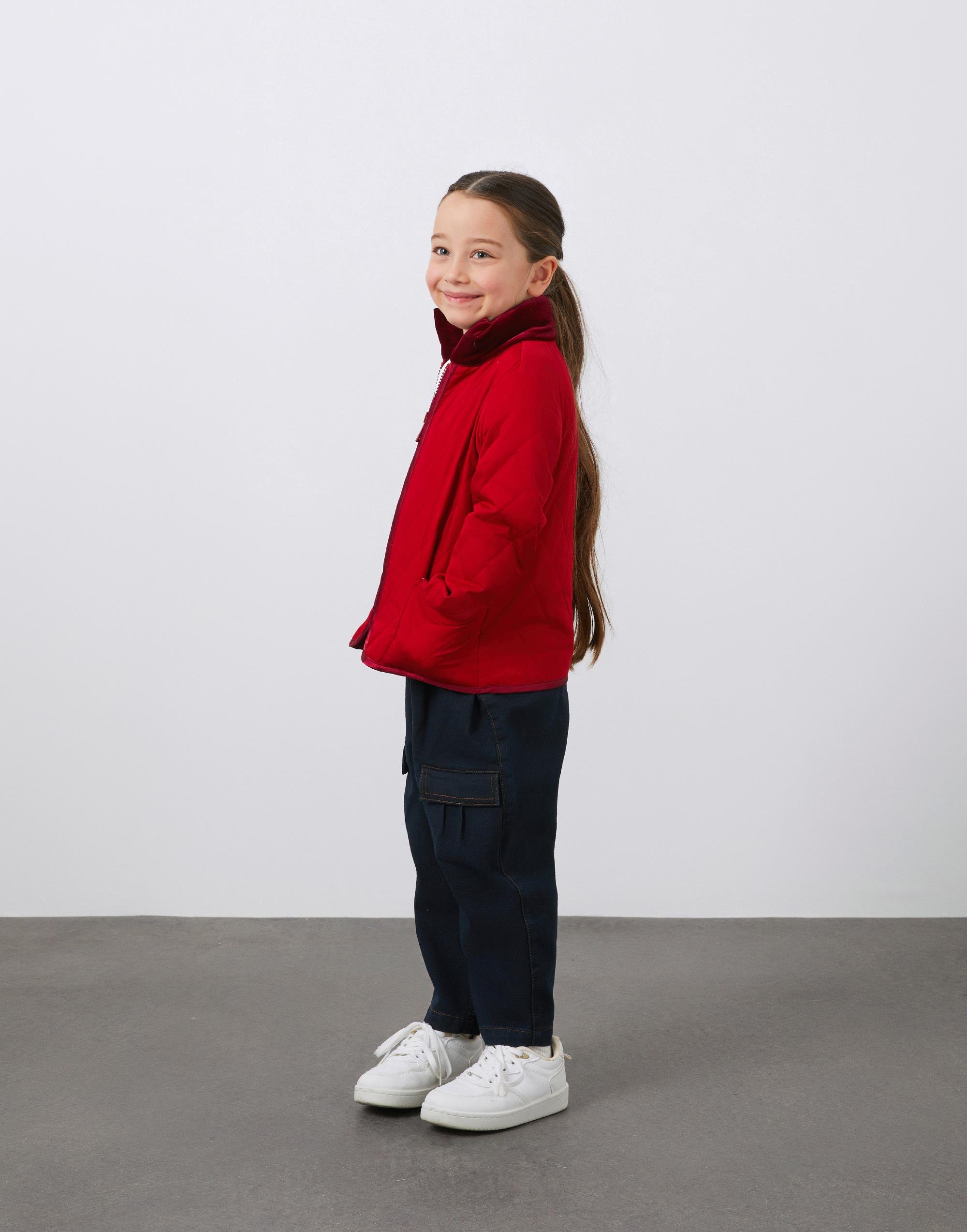 Kadife Garni Detaylı Kapitone Kırmızı Ceket - junior, designer dresses, bachelorette, party dresses and graduation dresses.