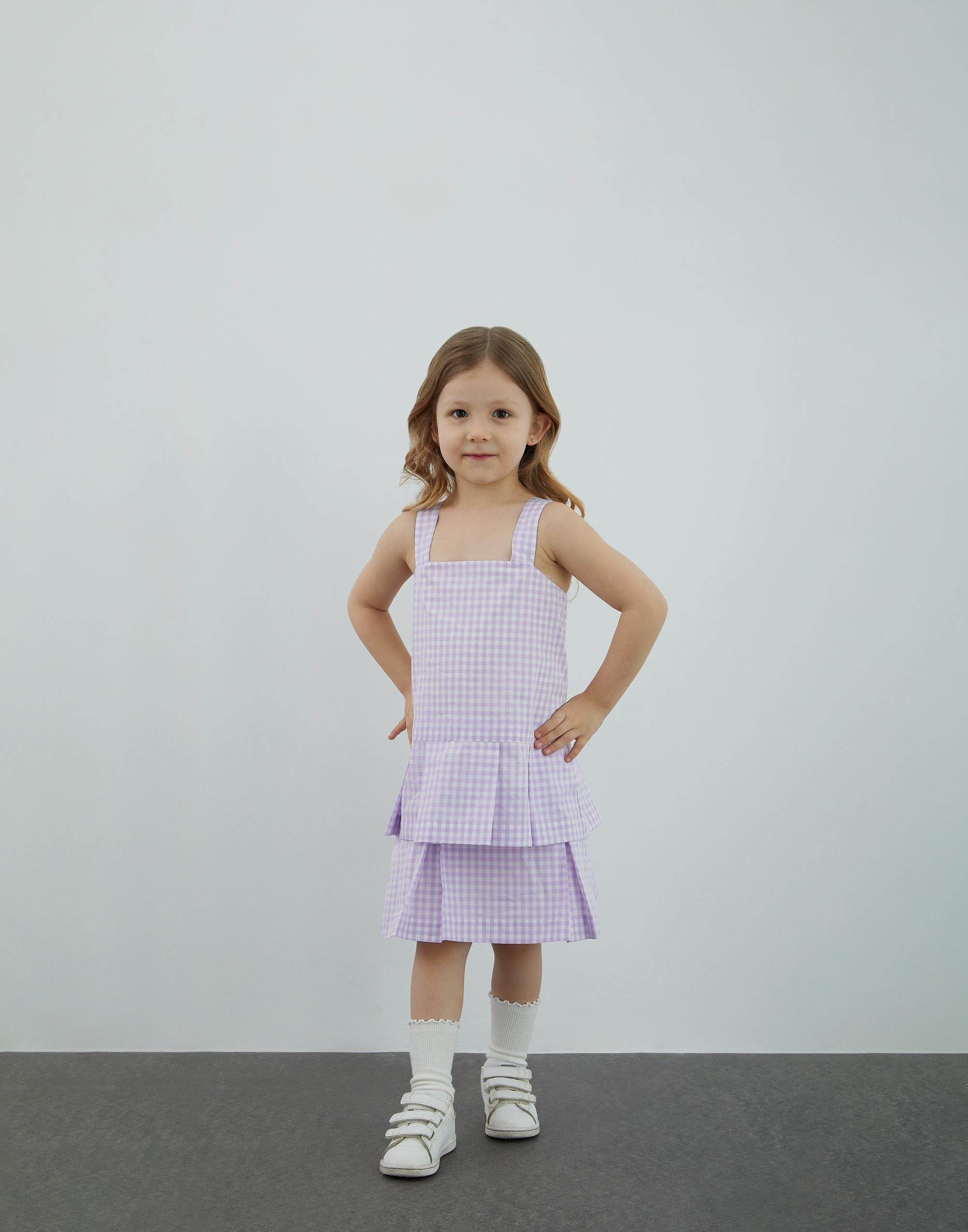 Kalın Askılı Etek Ucu Pilili Mor Bluz - junior, designer dresses, bachelorette, party dresses and graduation dresses.