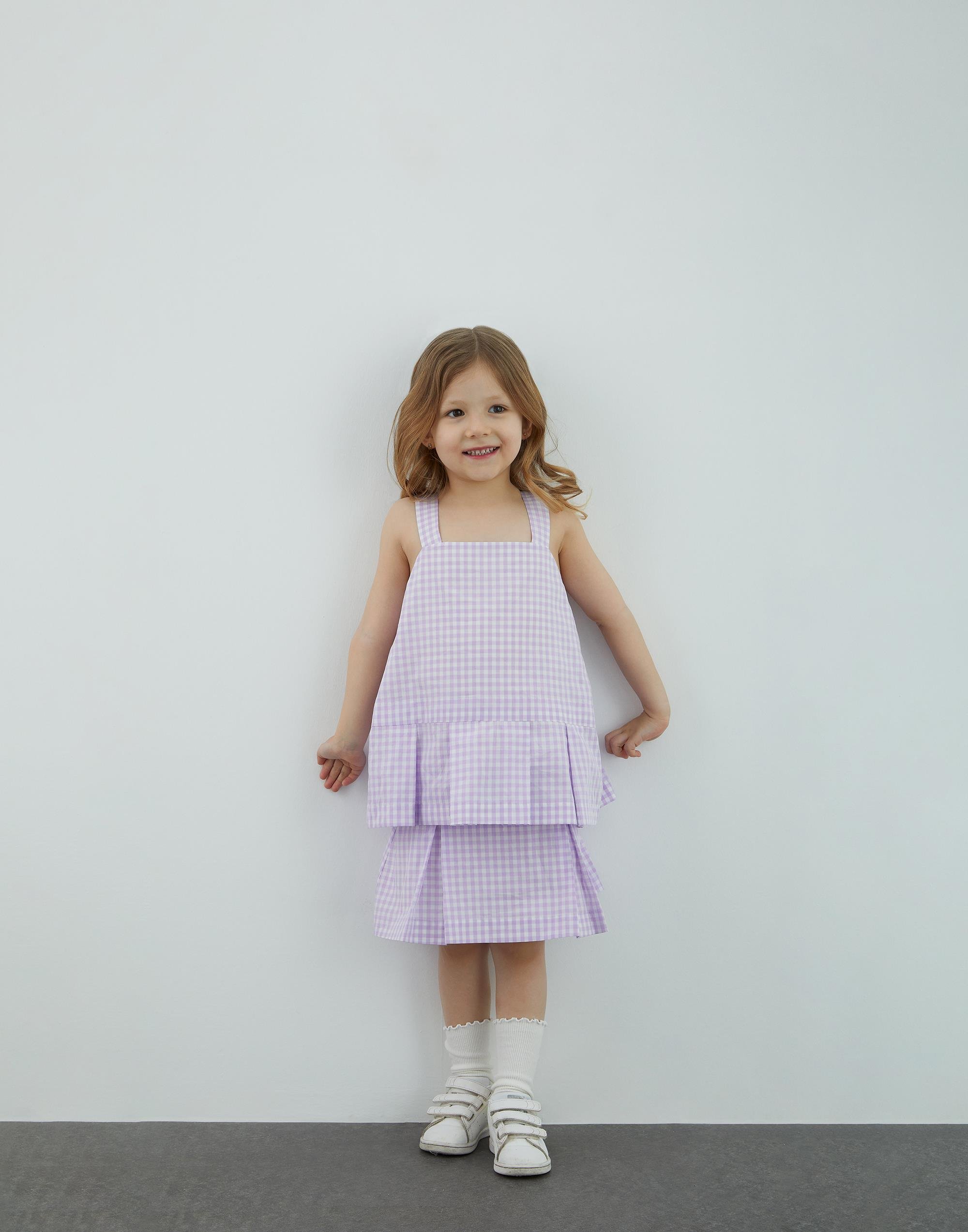 Kalın Askılı Etek Ucu Pilili Mor Bluz - junior, designer dresses, bachelorette, party dresses and graduation dresses.