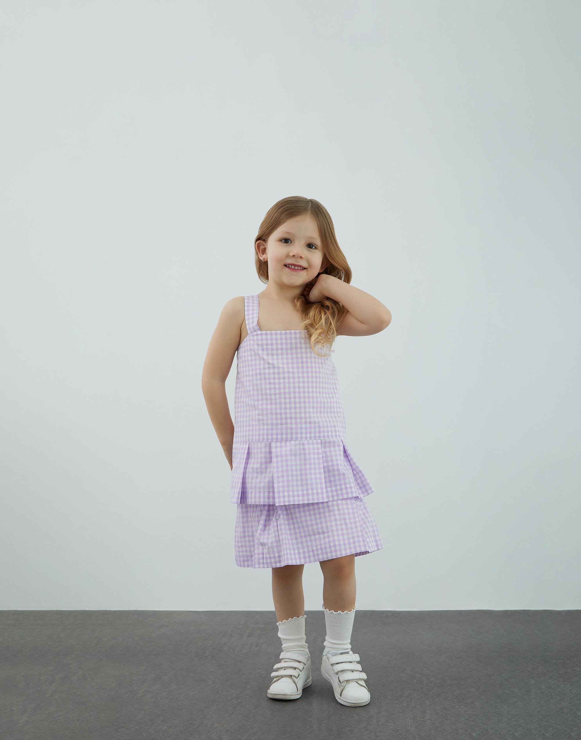 Kalın Askılı Etek Ucu Pilili Mor Bluz - junior, designer dresses, bachelorette, party dresses and graduation dresses.