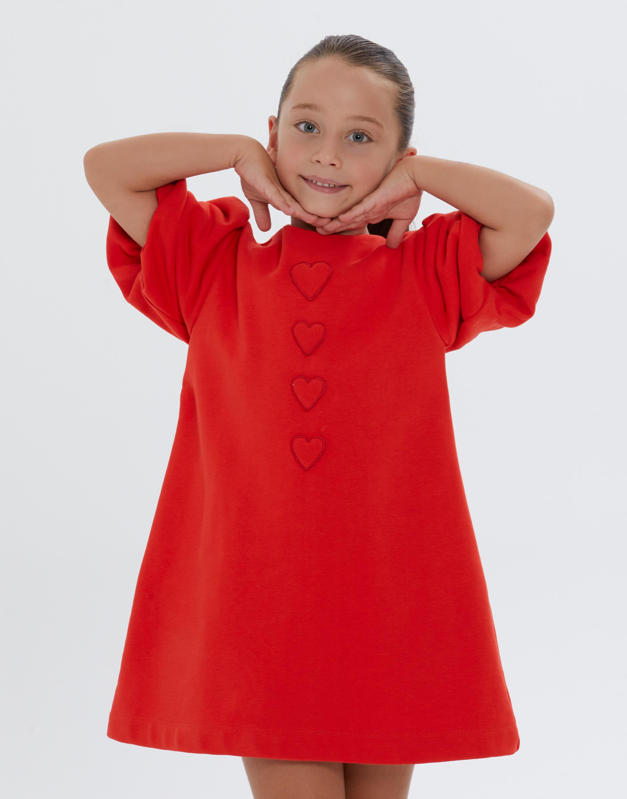 Kalp Detaylı Yarım Kol Kırmızı Kız Çocuk Elbise - junior, designer dresses, bachelorette, party dresses and graduation dresses.