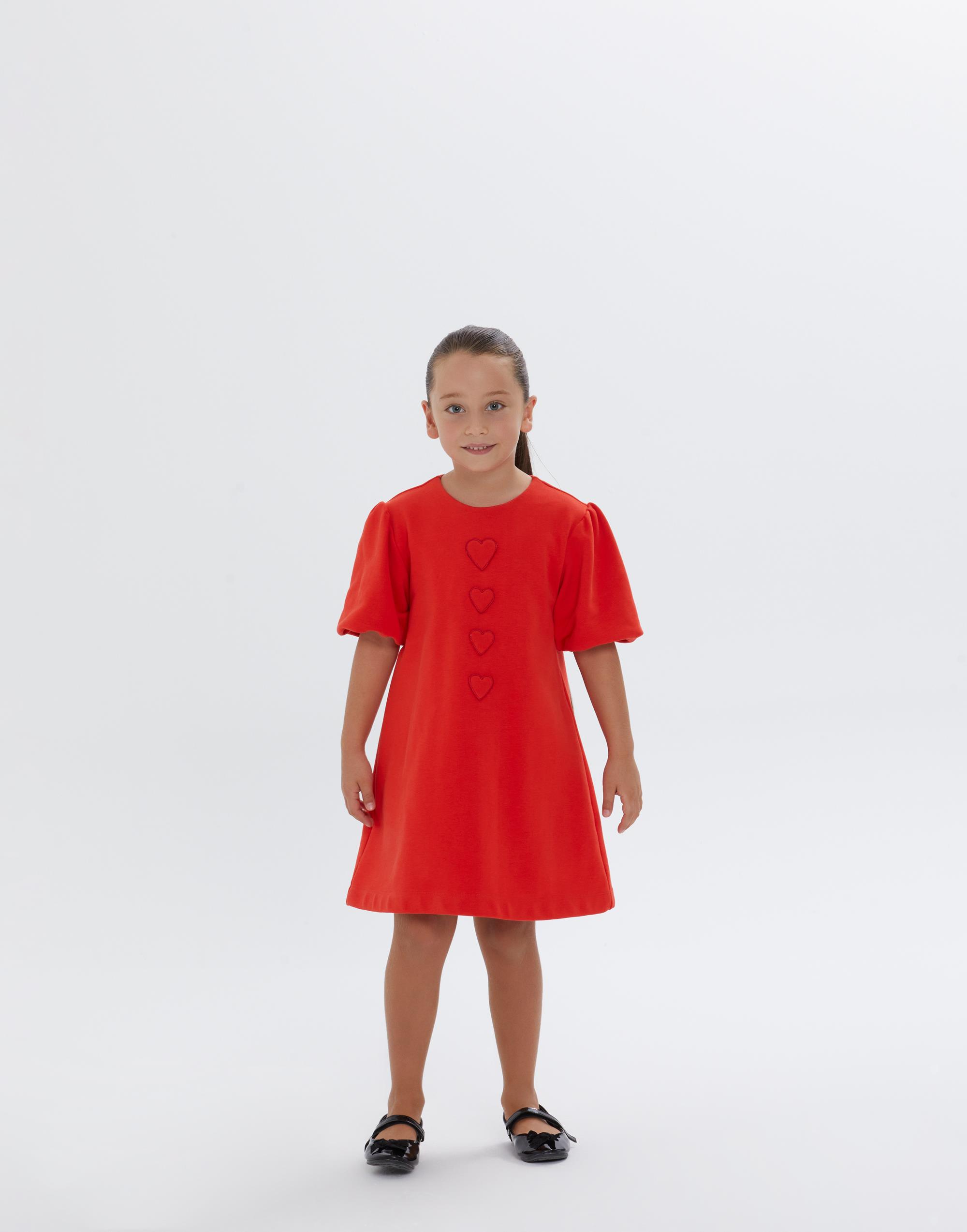 Kalp Detaylı Yarım Kol Kırmızı Kız Çocuk Elbise - junior, designer dresses, bachelorette, party dresses and graduation dresses.