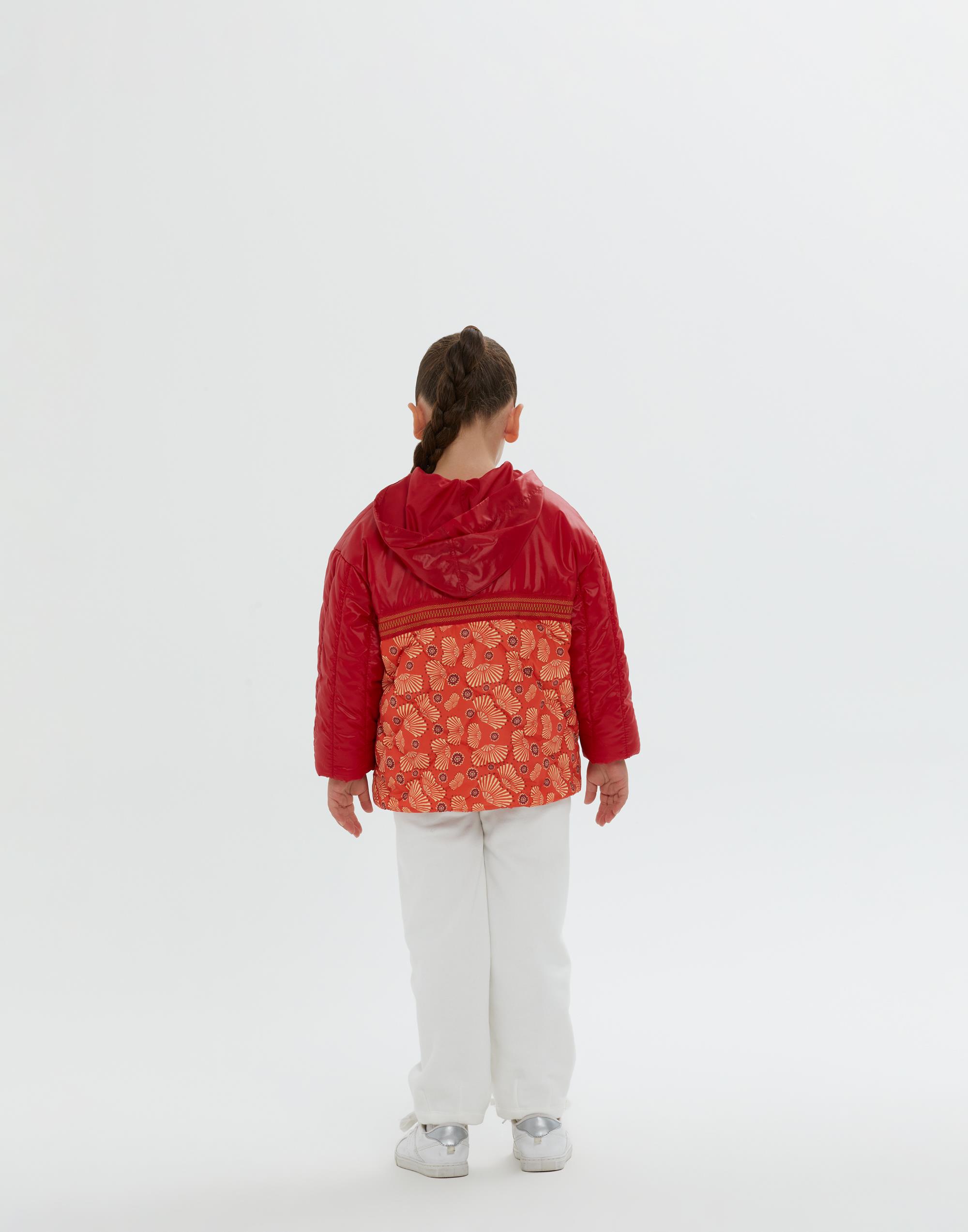 Kapüşonlu Alt Parça Desenli Kırmızı Astarlı Kız Çocuk Mont - junior, designer dresses, bachelorette, party dresses and graduation dresses.