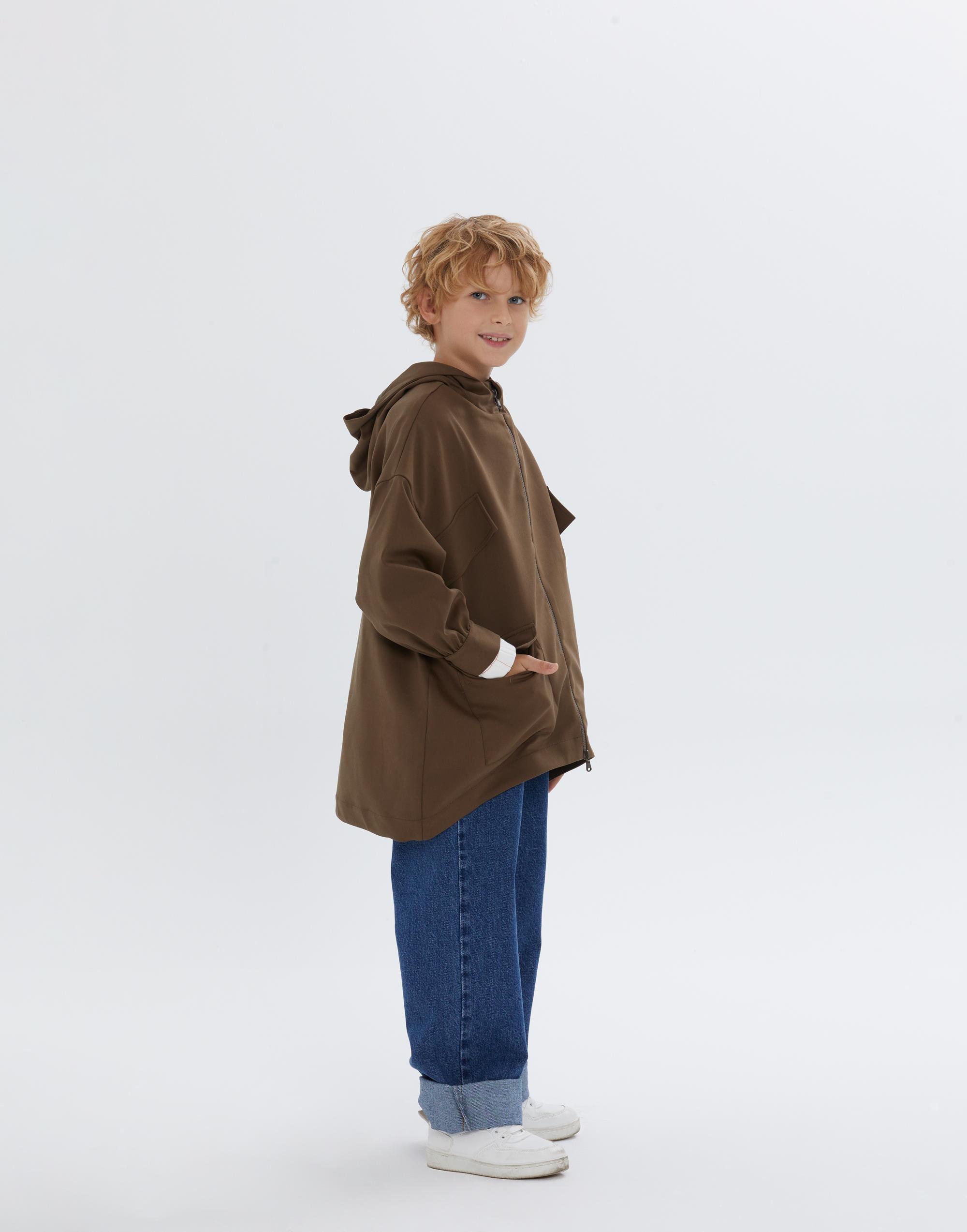 Kapüşonlu Fermuarlı Astarlı Oversıze Kahverengi Erkek Çocuk Ceket - junior, designer dresses, bachelorette, party dresses and graduation dresses.