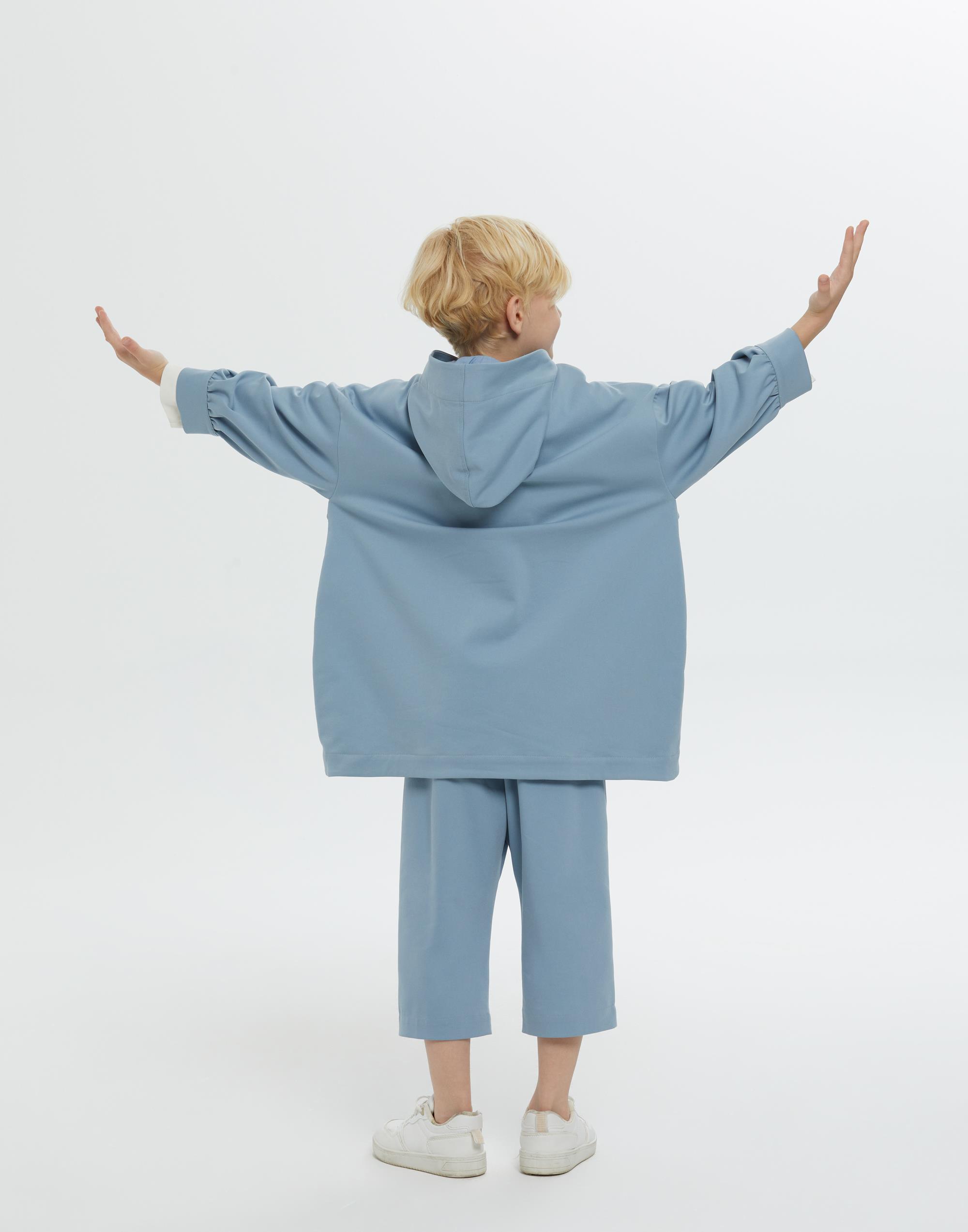 Kapüşonlu Fermuarlı Astarlı Oversıze Mavi Erkek Çocuk Ceket - junior, designer dresses, bachelorette, party dresses and graduation dresses.