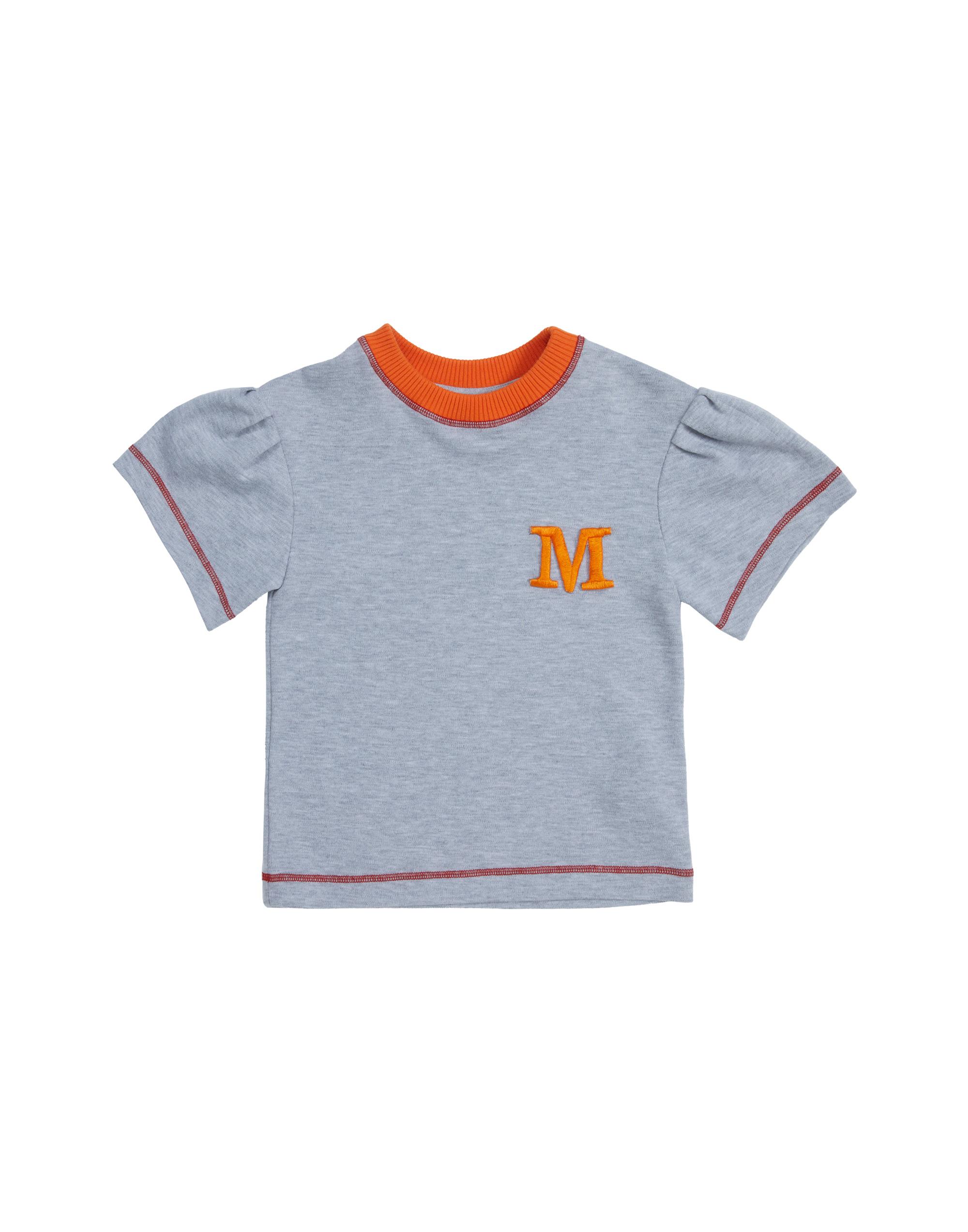 Kırmızı Dikişli Turuncu Yakalı Pileli Gri T-Shirt - junior, designer dresses, bachelorette, party dresses and graduation dresses.