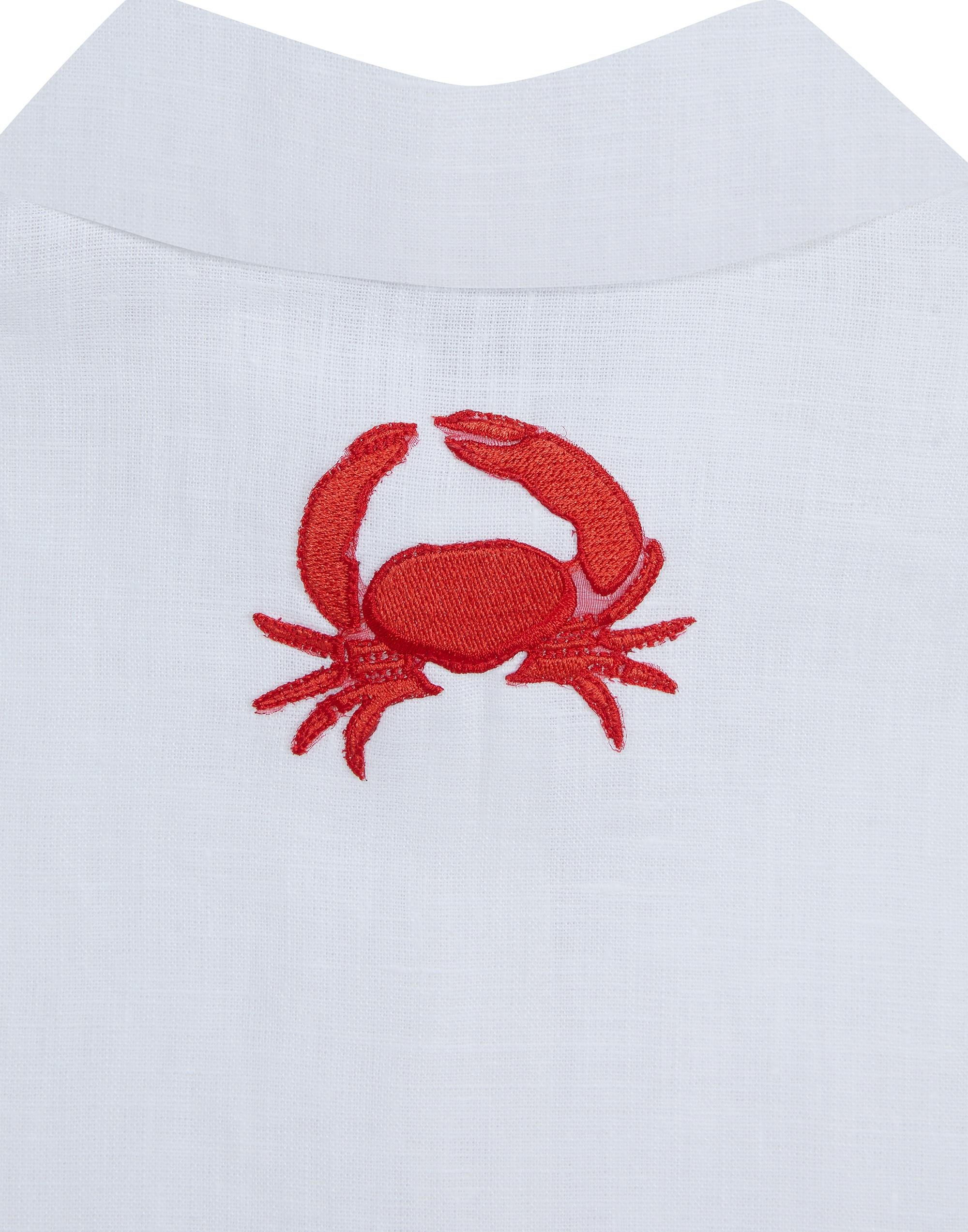 Kırmızı Yengeç Nakışlı Beyaz Gömlek - junior, designer dresses, bachelorette, party dresses and graduation dresses.