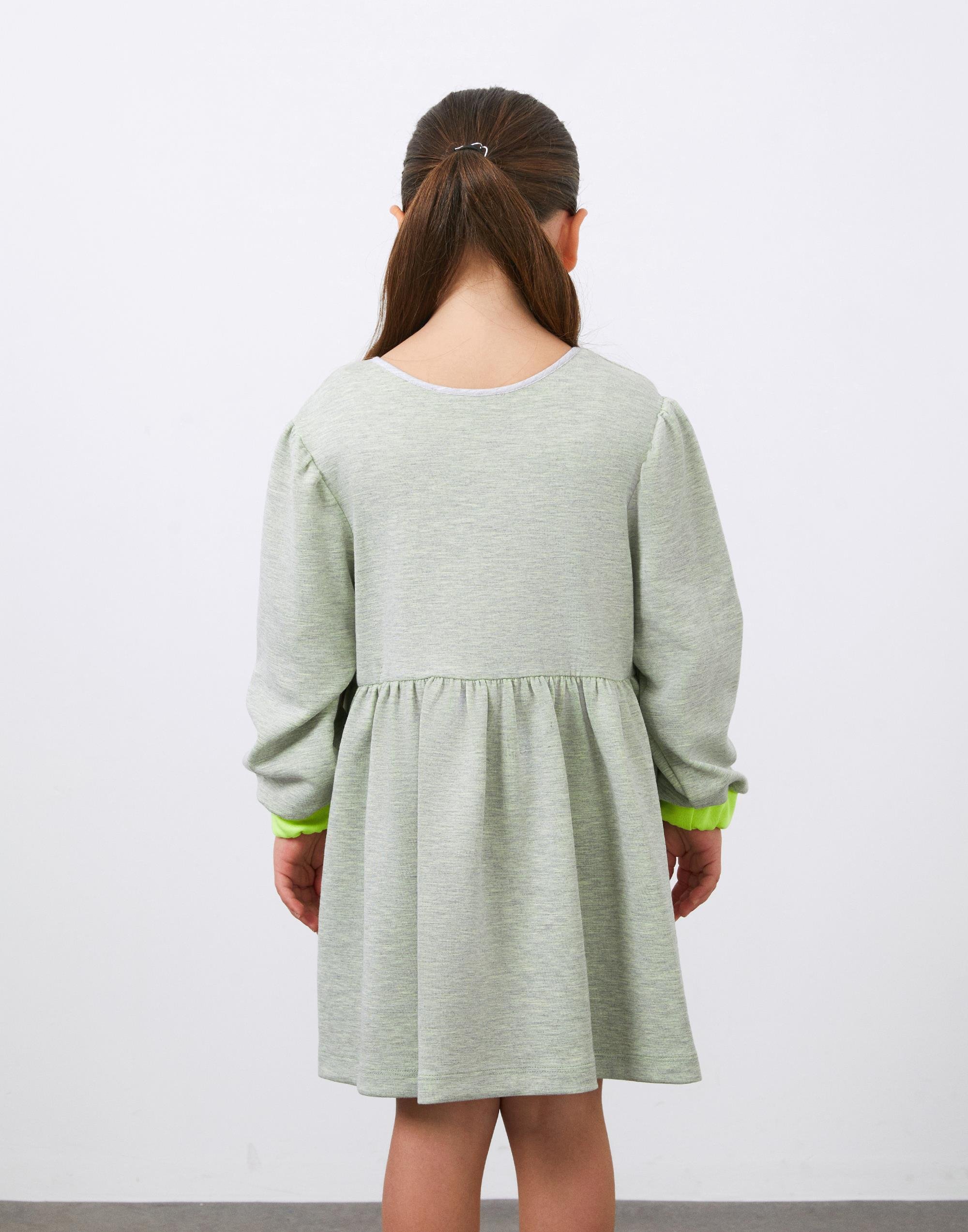 Kız Çocuk Aplike Detaylı Gri Sweatshirt Elbise - junior, designer dresses, bachelorette, party dresses and graduation dresses.