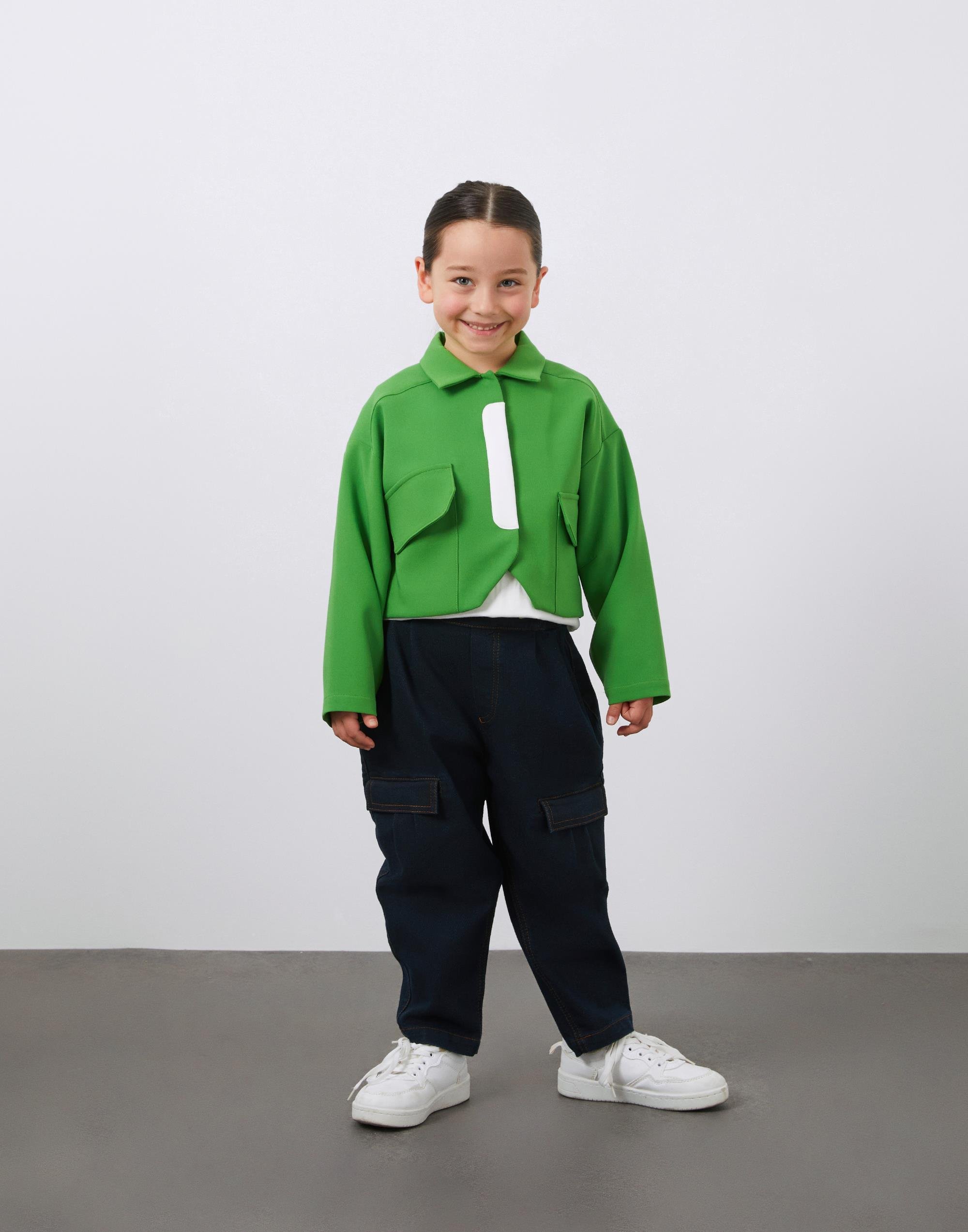 Kız Çocuk Cepli Kısa Ceket  - junior, designer dresses, bachelorette, party dresses and graduation dresses.