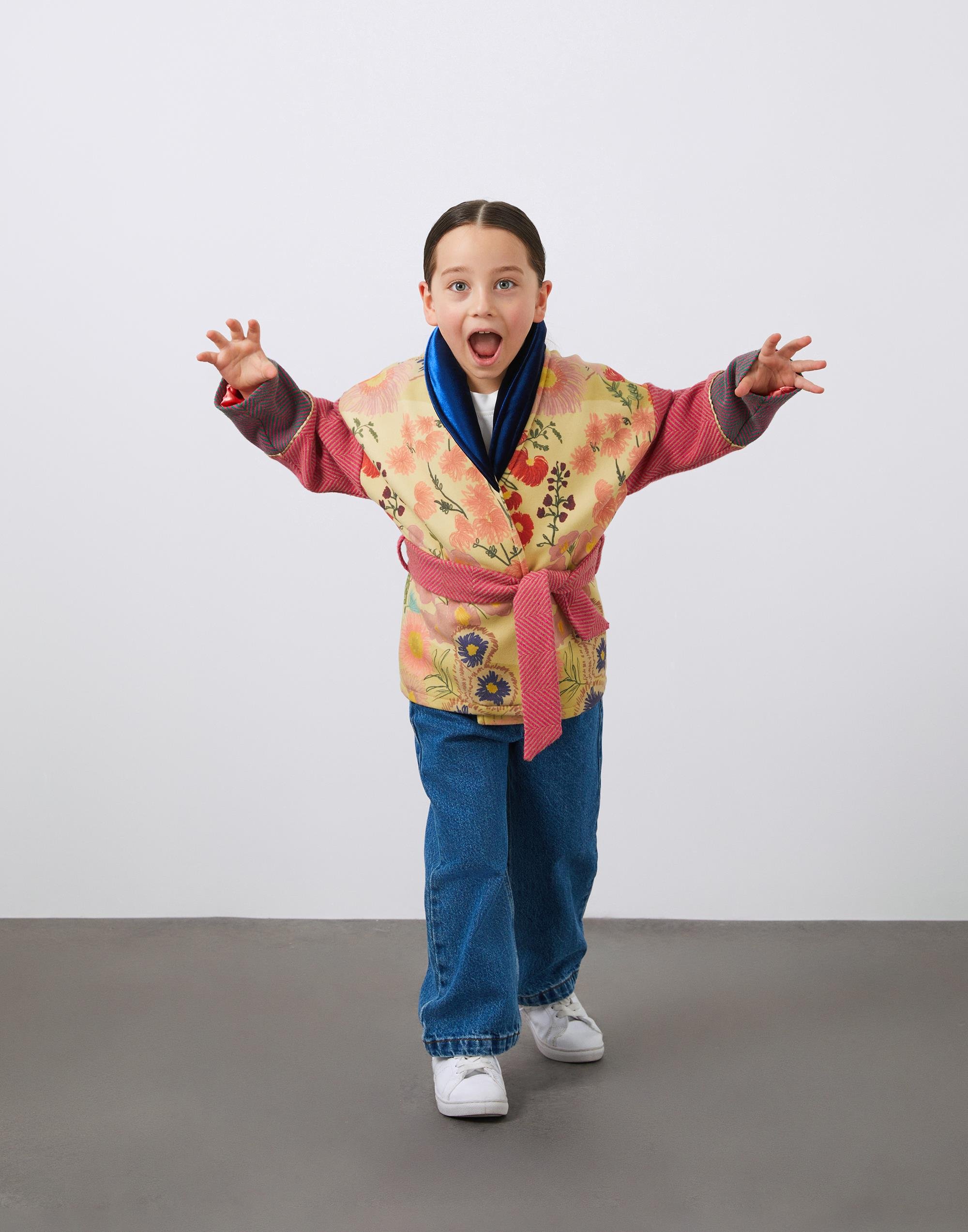 Kız Çocuk Garni Detaylı Baskılı Ceket - junior, designer dresses, bachelorette, party dresses and graduation dresses.