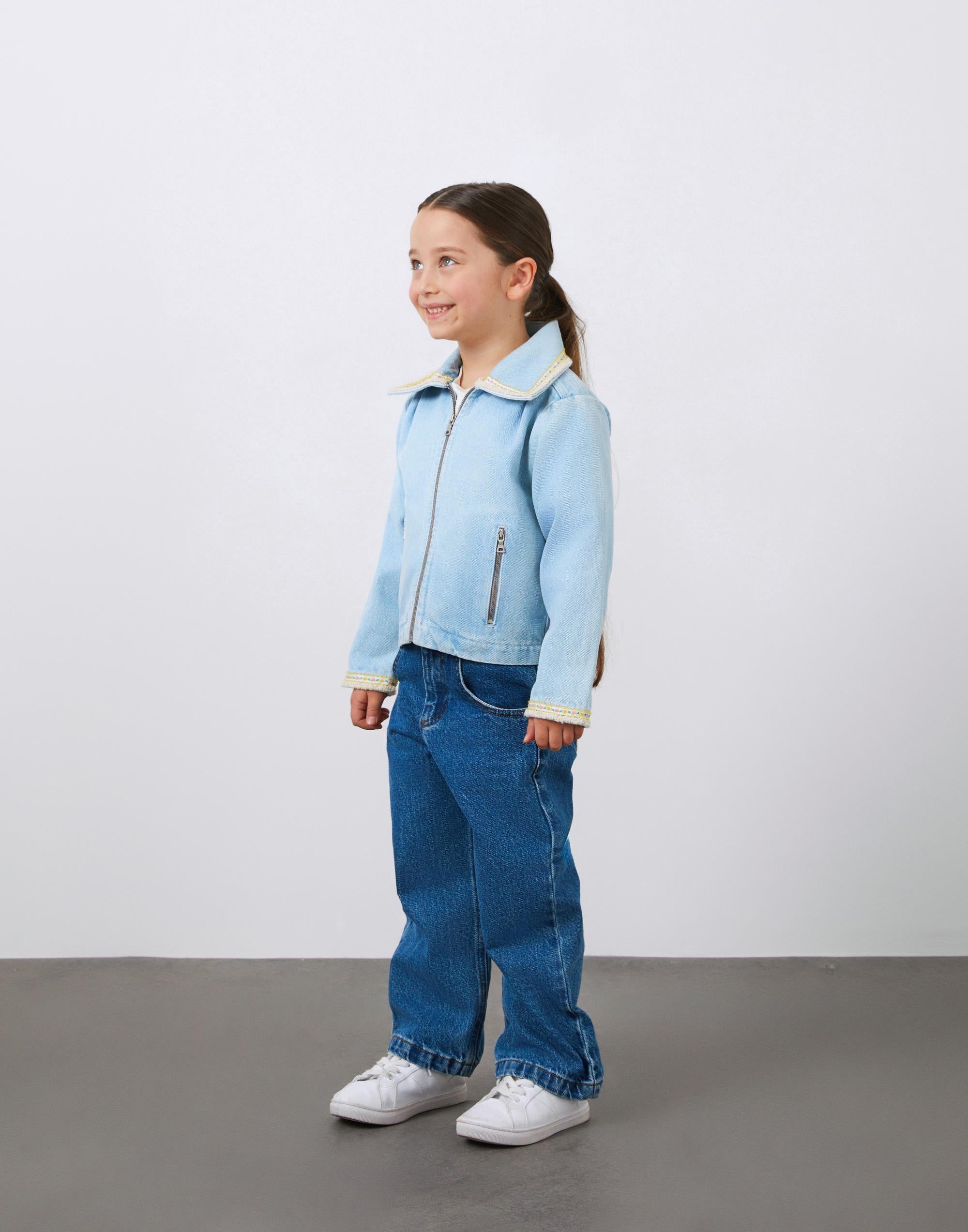 Girl's Stripe Detailed Jean Jacket - junior, designer dresses, bachelorette, party dresses and graduation dresses.