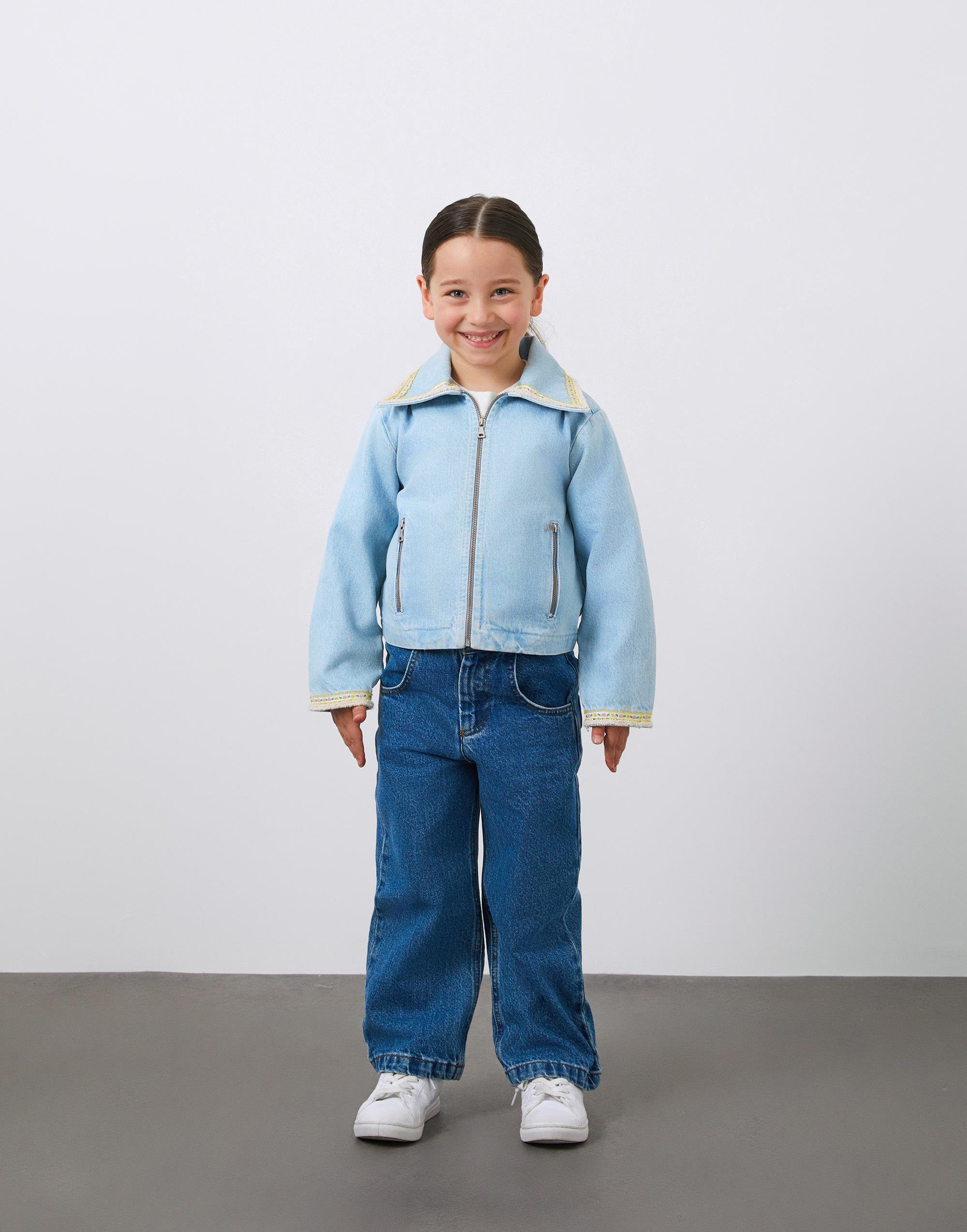 Girl's Stripe Detailed Jean Jacket - junior, designer dresses, bachelorette, party dresses and graduation dresses.