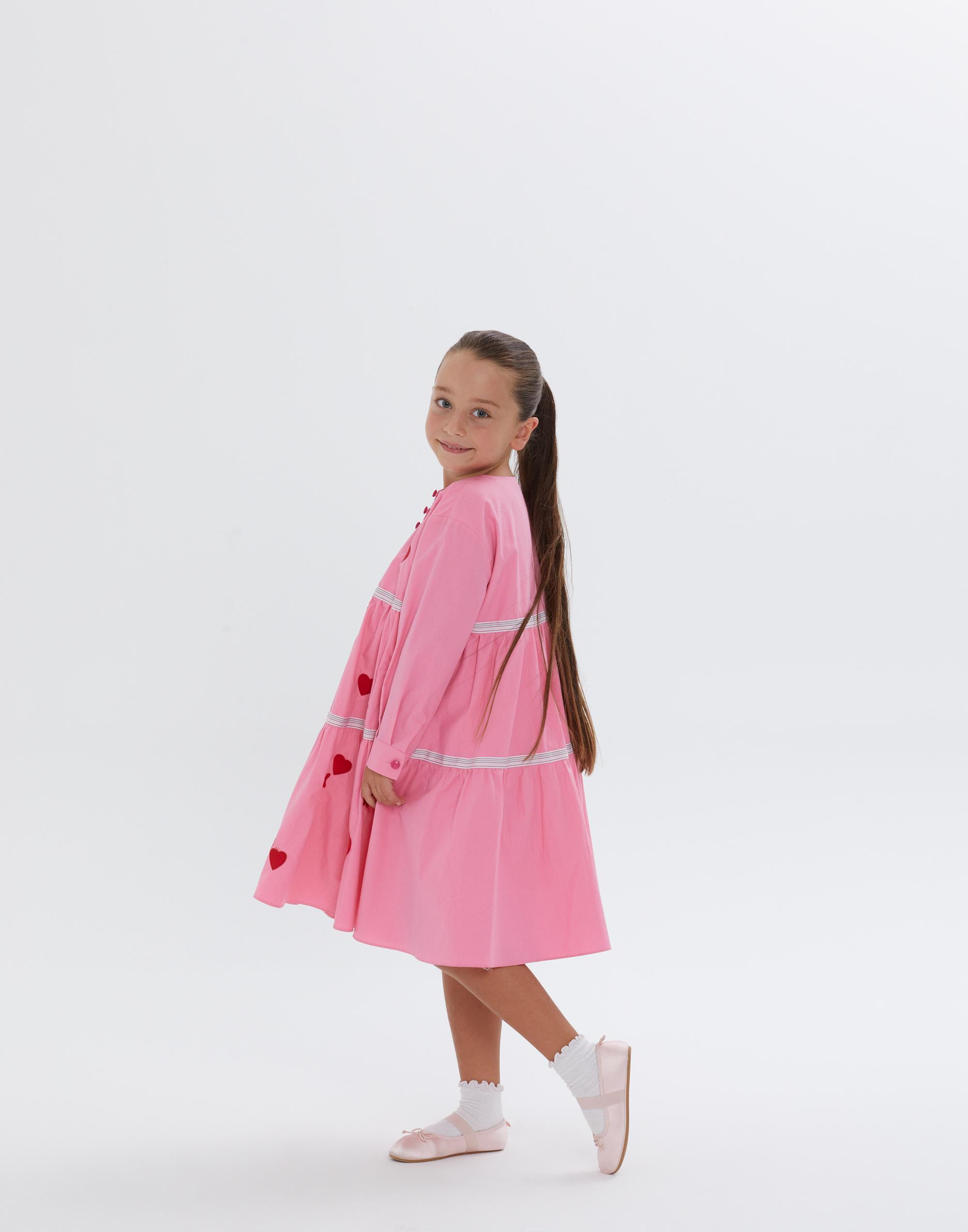 Kloş Etekli Uzun Kollu Kısa Pembe Kız Çocuk Elbise - junior, designer dresses, bachelorette, party dresses and graduation dresses.