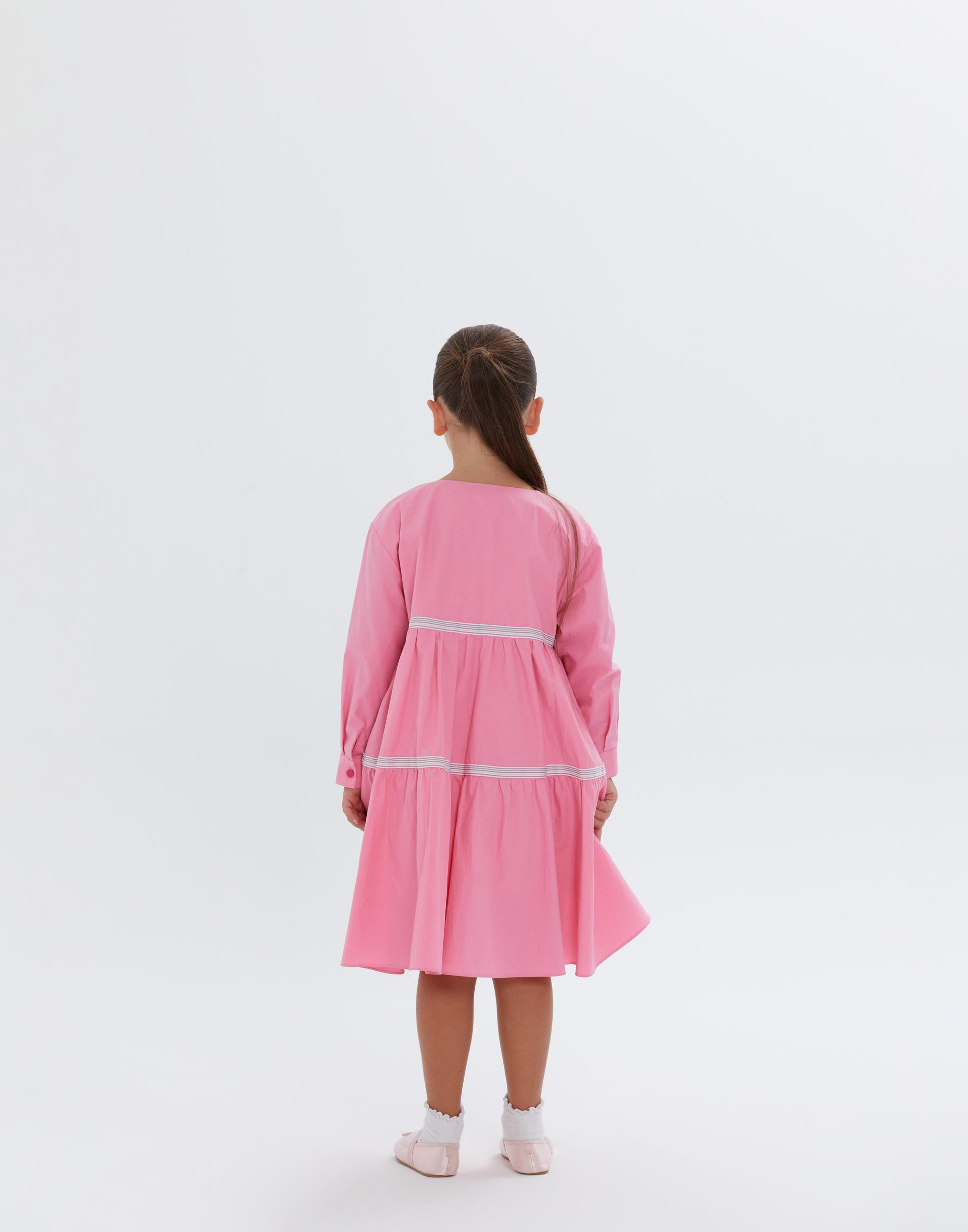 Kloş Etekli Uzun Kollu Kısa Pembe Kız Çocuk Elbise - junior, designer dresses, bachelorette, party dresses and graduation dresses.