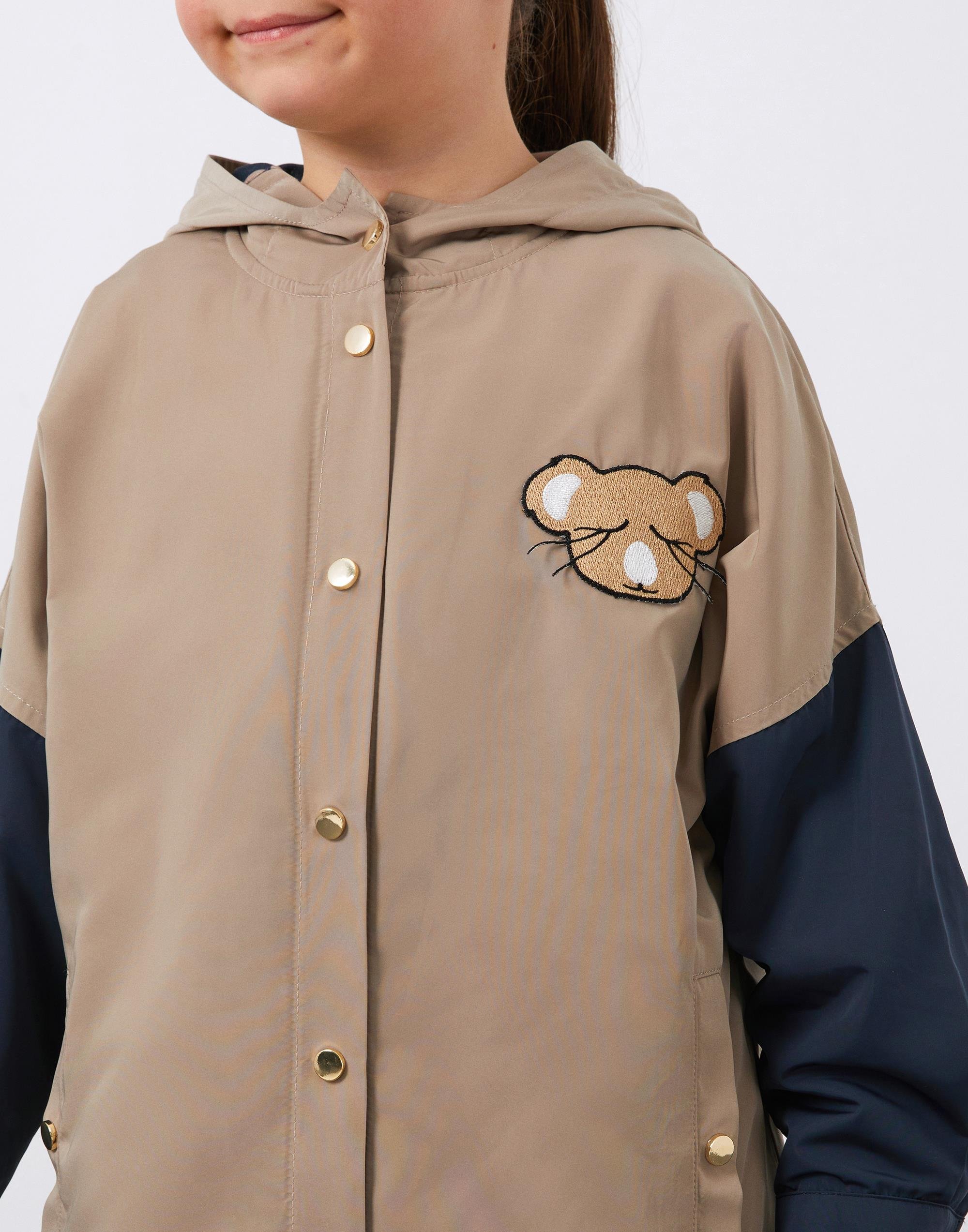 Koala Nakış Detaylı İçi Desenli Astarlı Bej Kız Çocuk Kapüşonlu Ceket - junior, designer dresses, bachelorette, party dresses and graduation dresses.