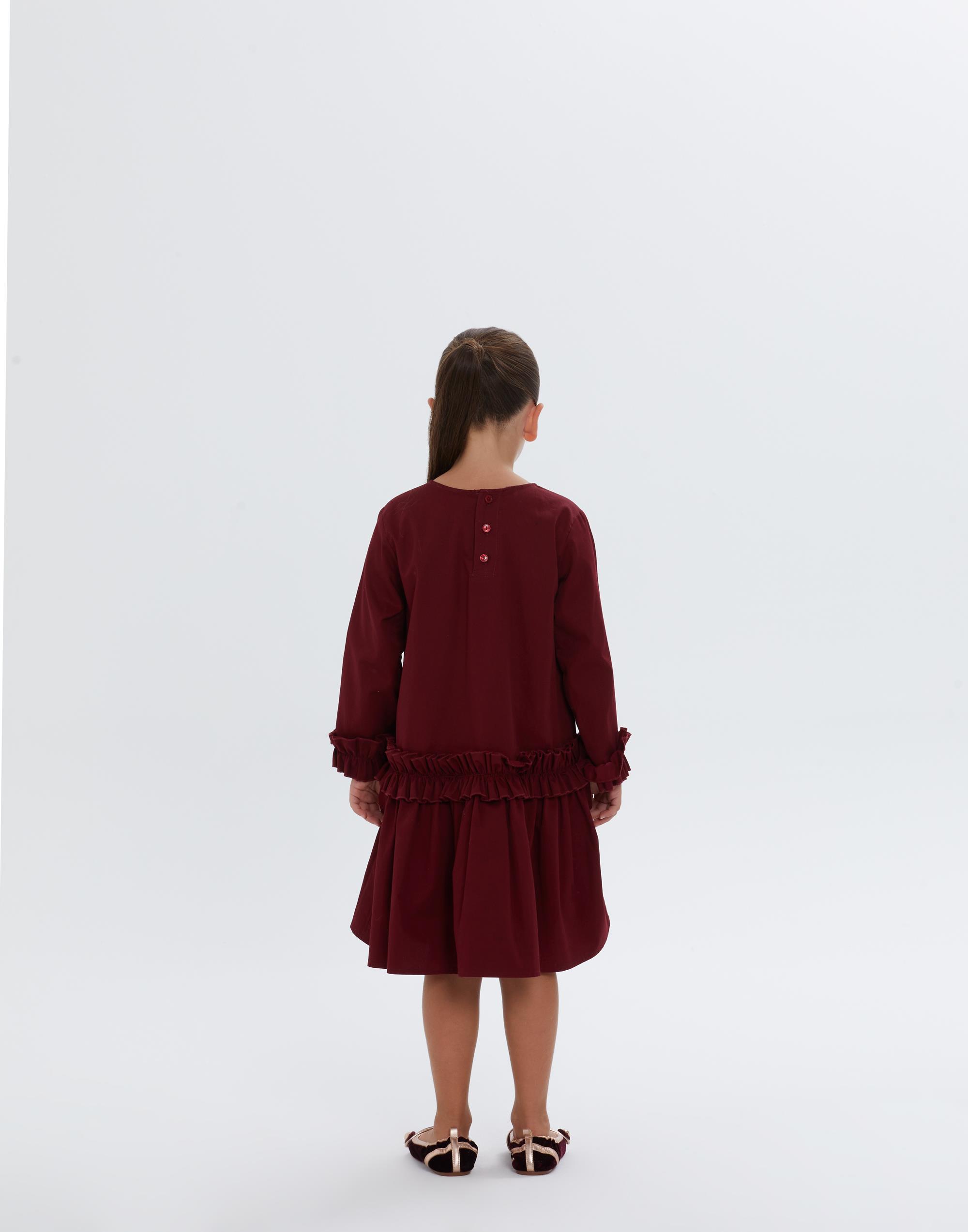 Kolları Ve Etek Kısmı Fırfır Detaylı Kırmızı Kız Çocuk Elbise - junior, designer dresses, bachelorette, party dresses and graduation dresses.