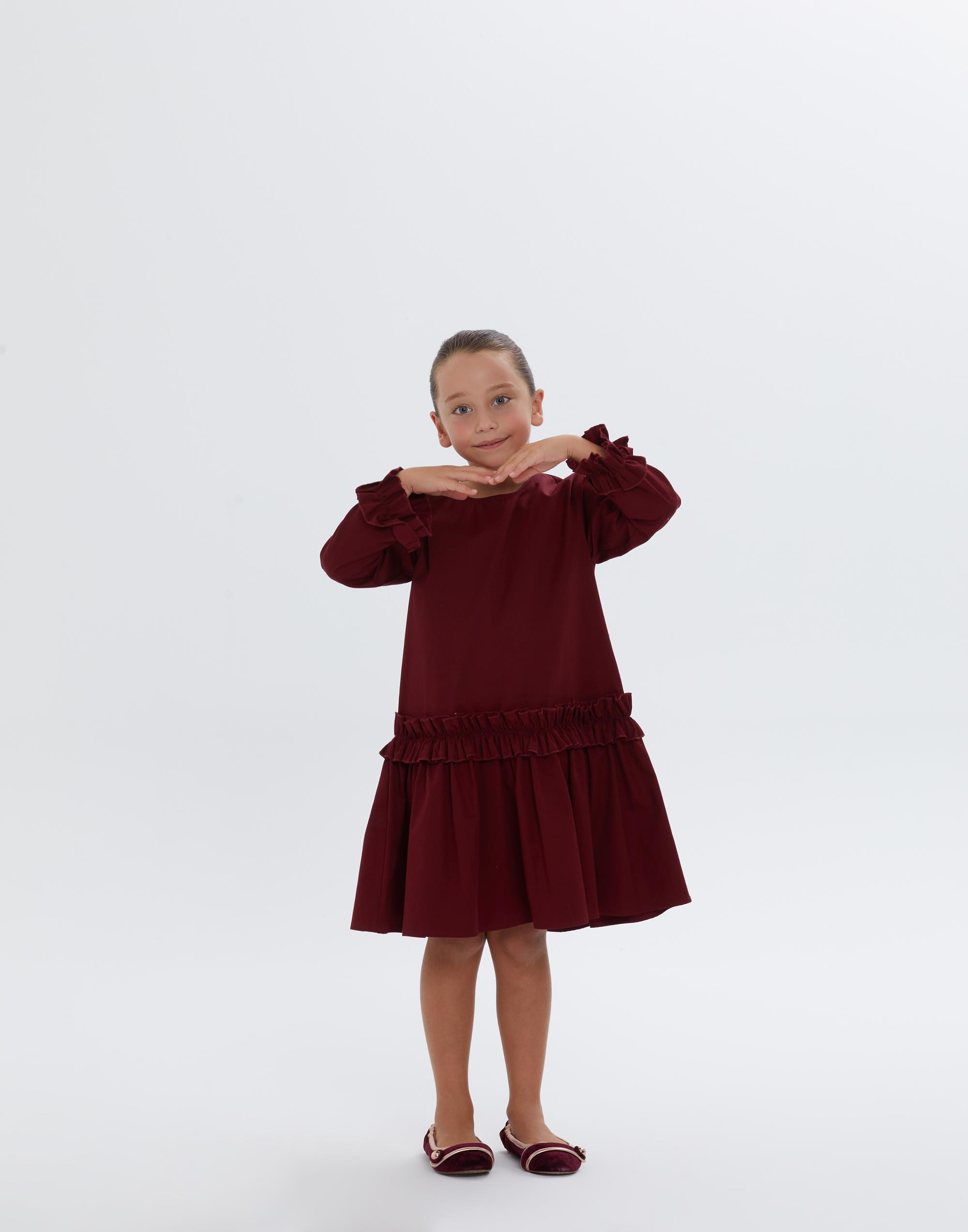 Kolları Ve Etek Kısmı Fırfır Detaylı Kırmızı Kız Çocuk Elbise - junior, designer dresses, bachelorette, party dresses and graduation dresses.