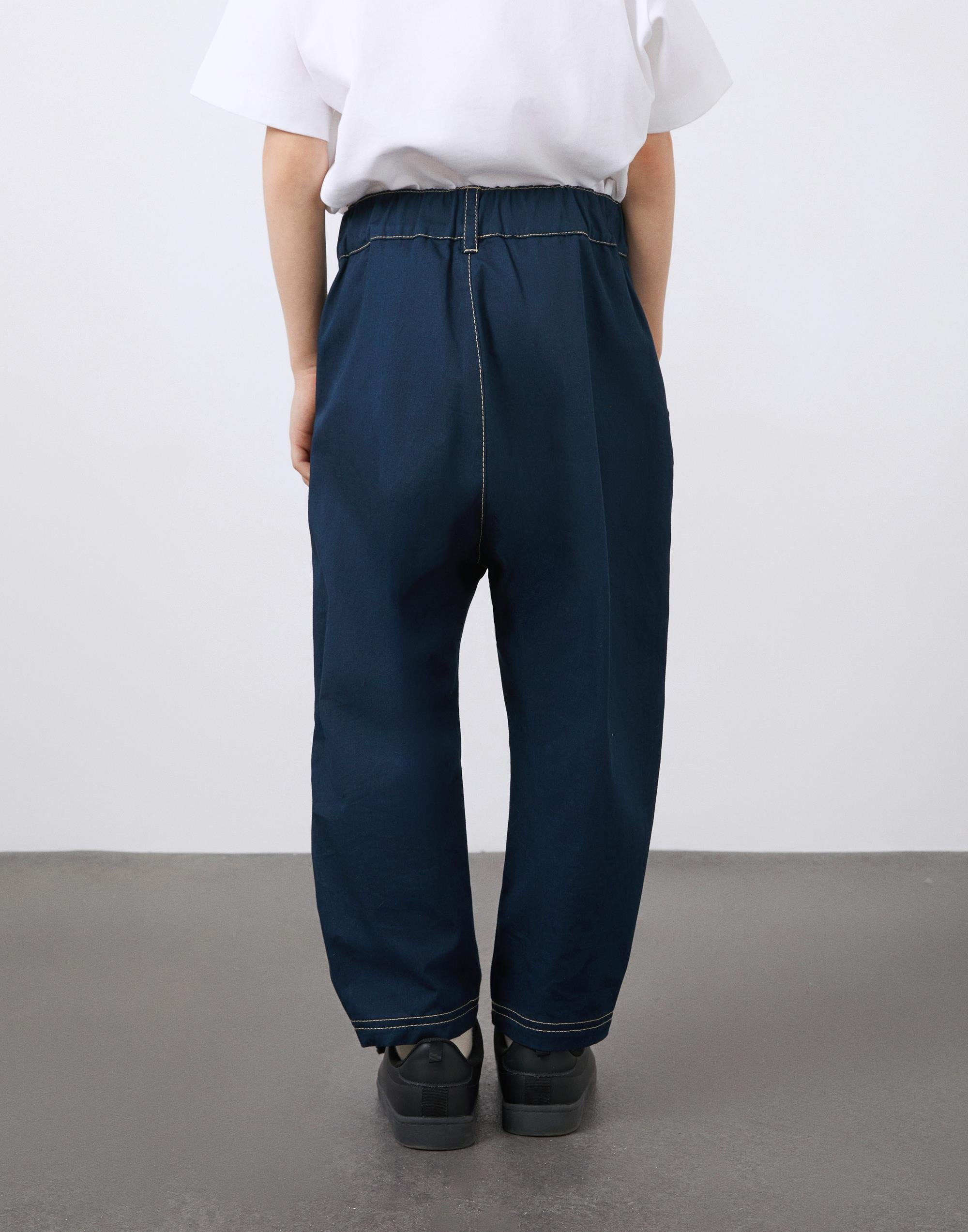 Kontrast Dikiş Detaylı Beli Lastikli Lacivert Erkek Çocuk Pantolon - junior, designer dresses, bachelorette, party dresses and graduation dresses.