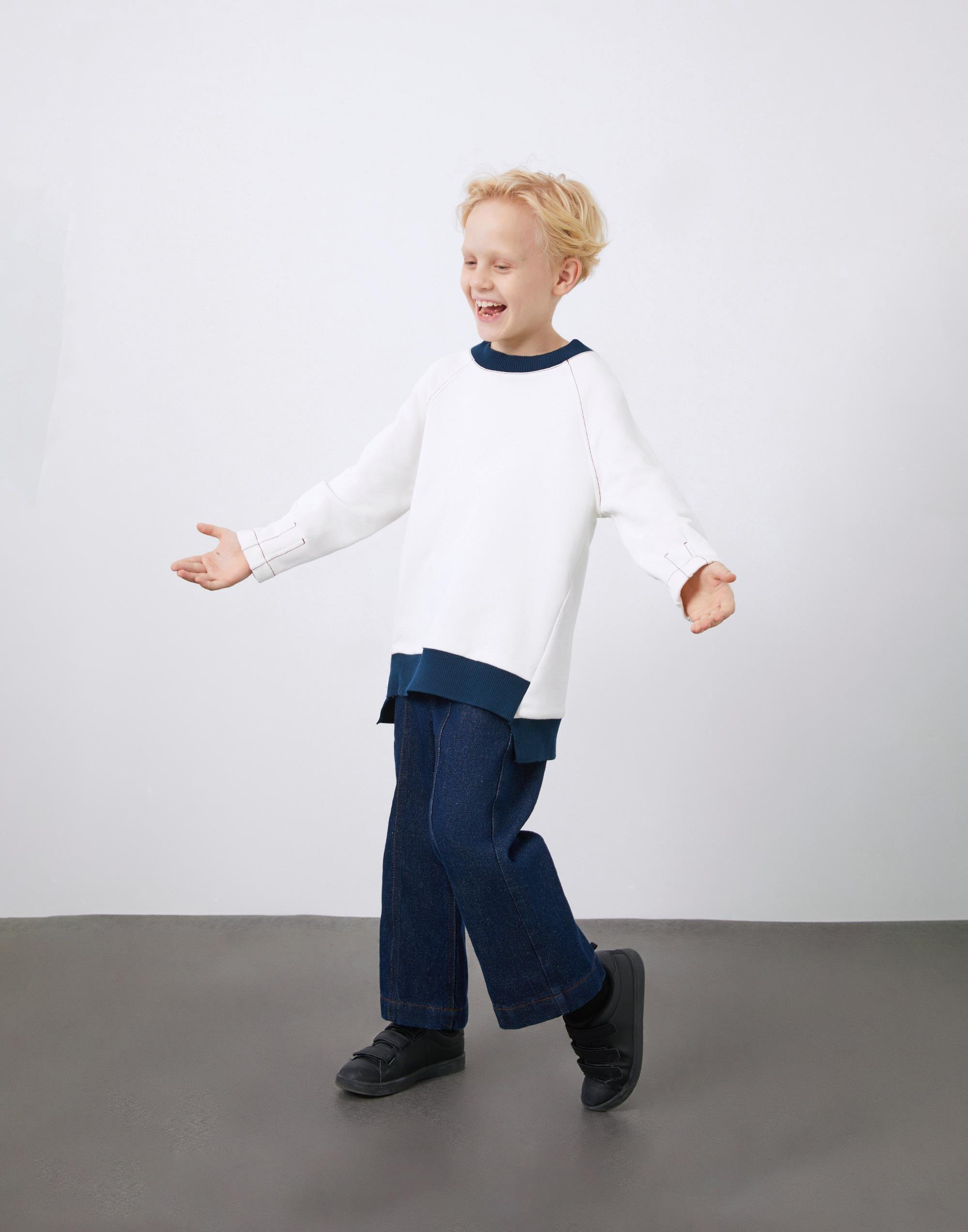 Ecru Boy's Sweatshirt with Contrast Stitching Detail - junior, designer dresses, bachelorette, party dresses and graduation dresses.