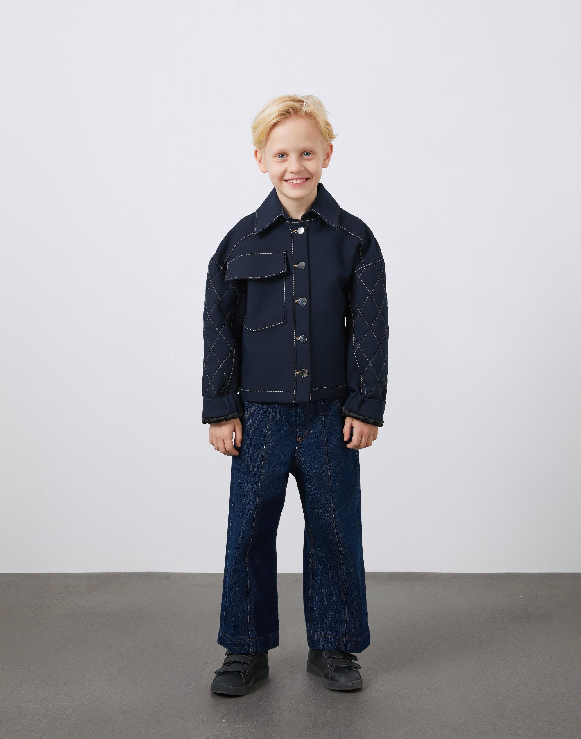 Kontrast Dikiş Detaylı Lacivert Unisex Ceket - junior, designer dresses, bachelorette, party dresses and graduation dresses.