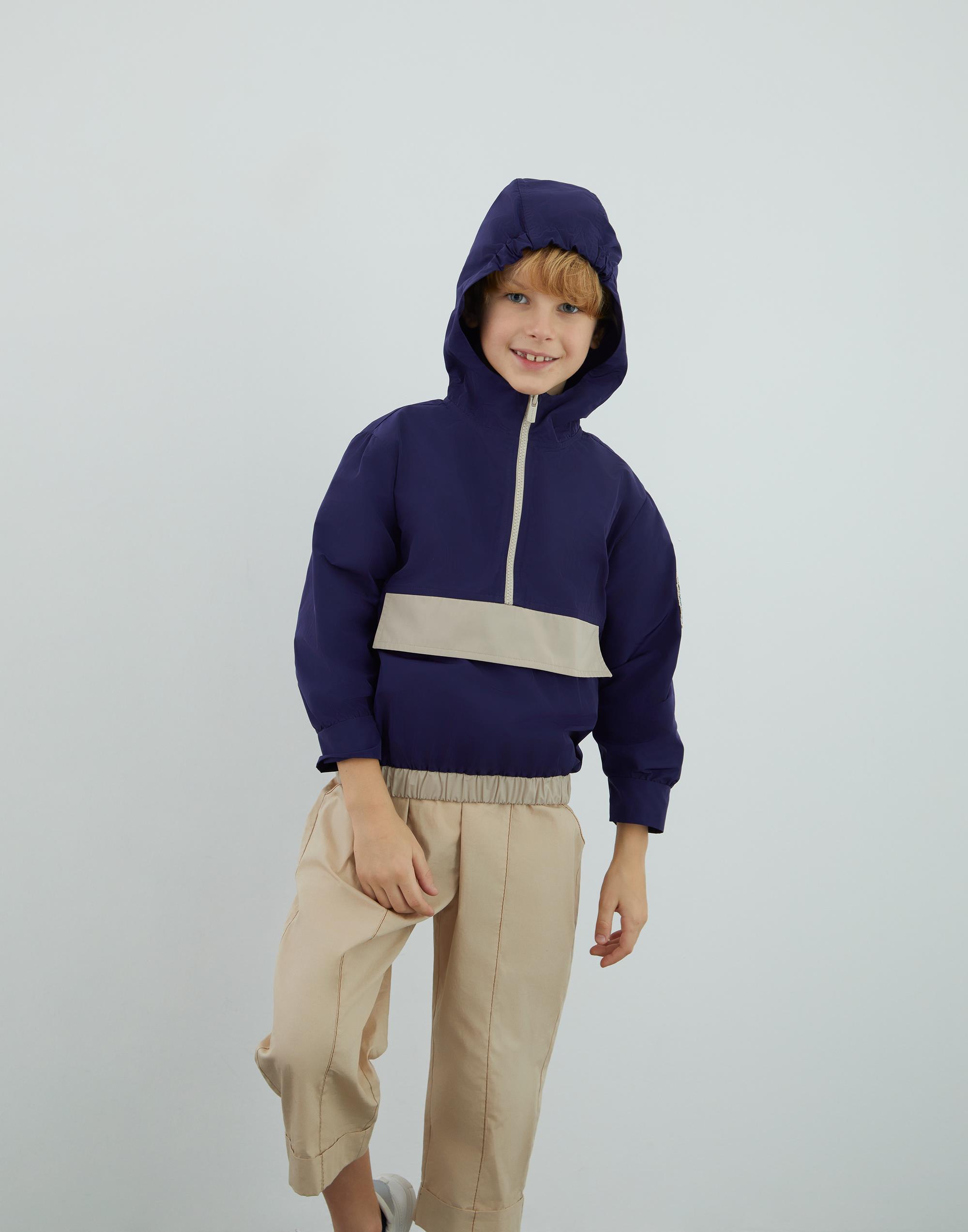 Kontrast Fgarni Ve Aplike Detaylı Lacivert Yağmurluk - junior, designer dresses, bachelorette, party dresses and graduation dresses.