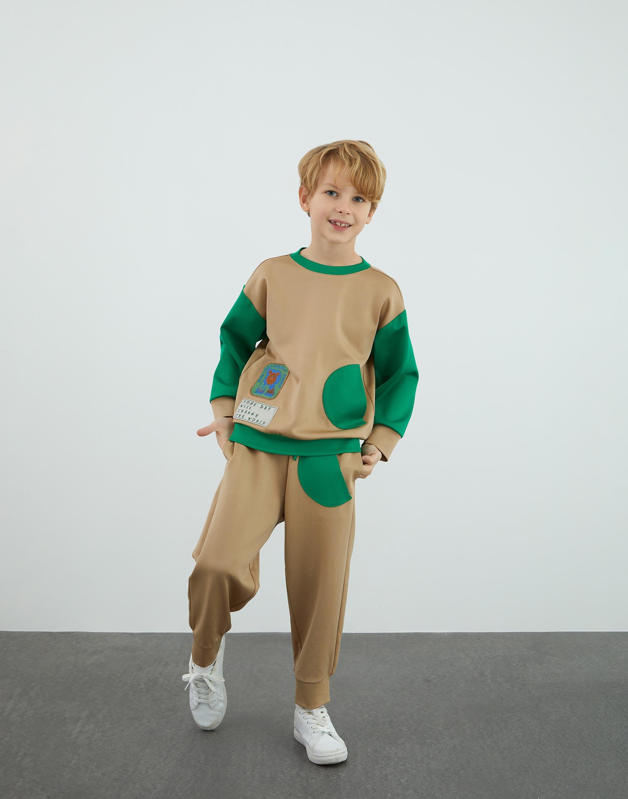 Kontrast Garni Detaylı Bej Sweatshirt - junior, designer dresses, bachelorette, party dresses and graduation dresses.