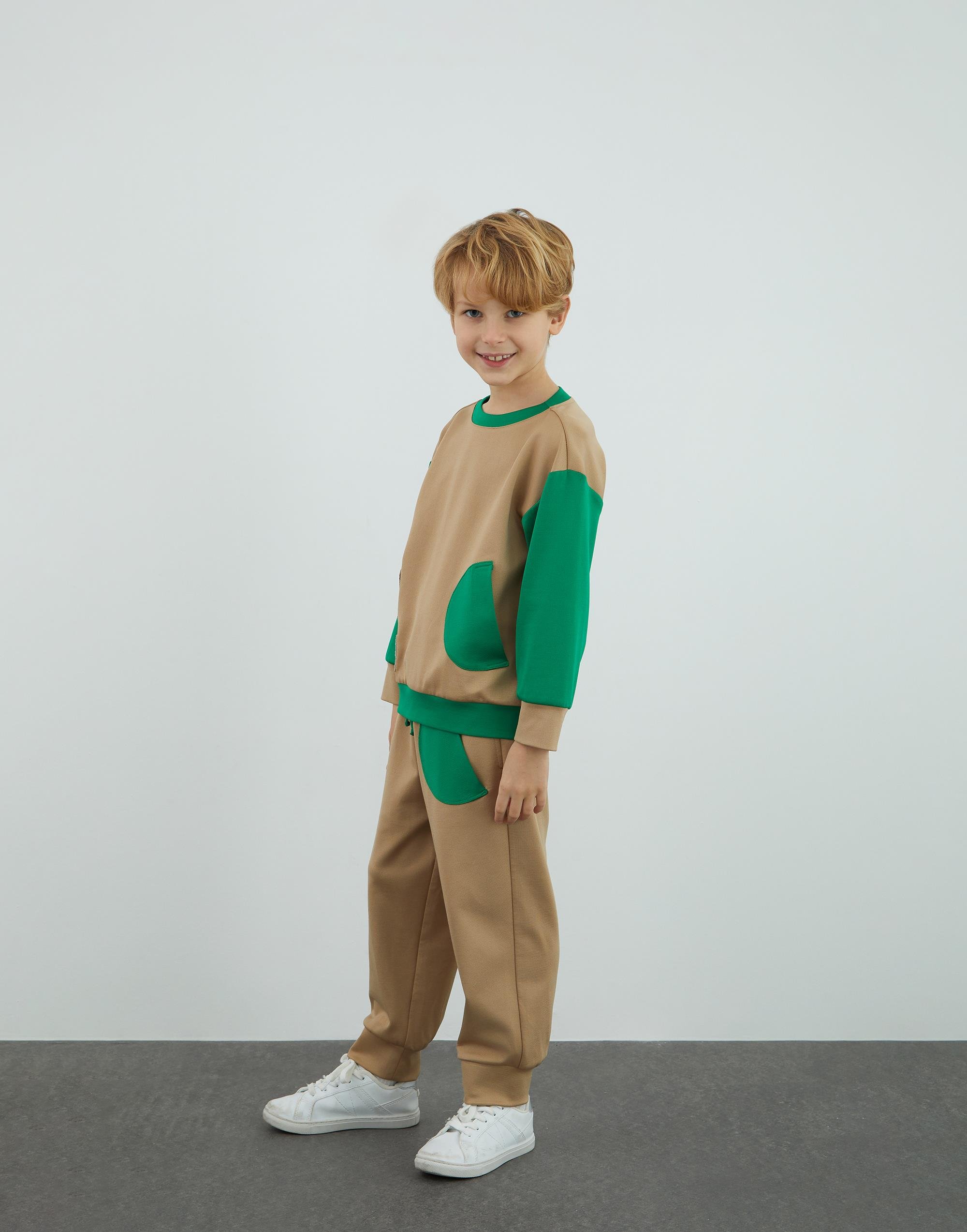 Kontrast Garni Detaylı Bej Sweatshirt - junior, designer dresses, bachelorette, party dresses and graduation dresses.