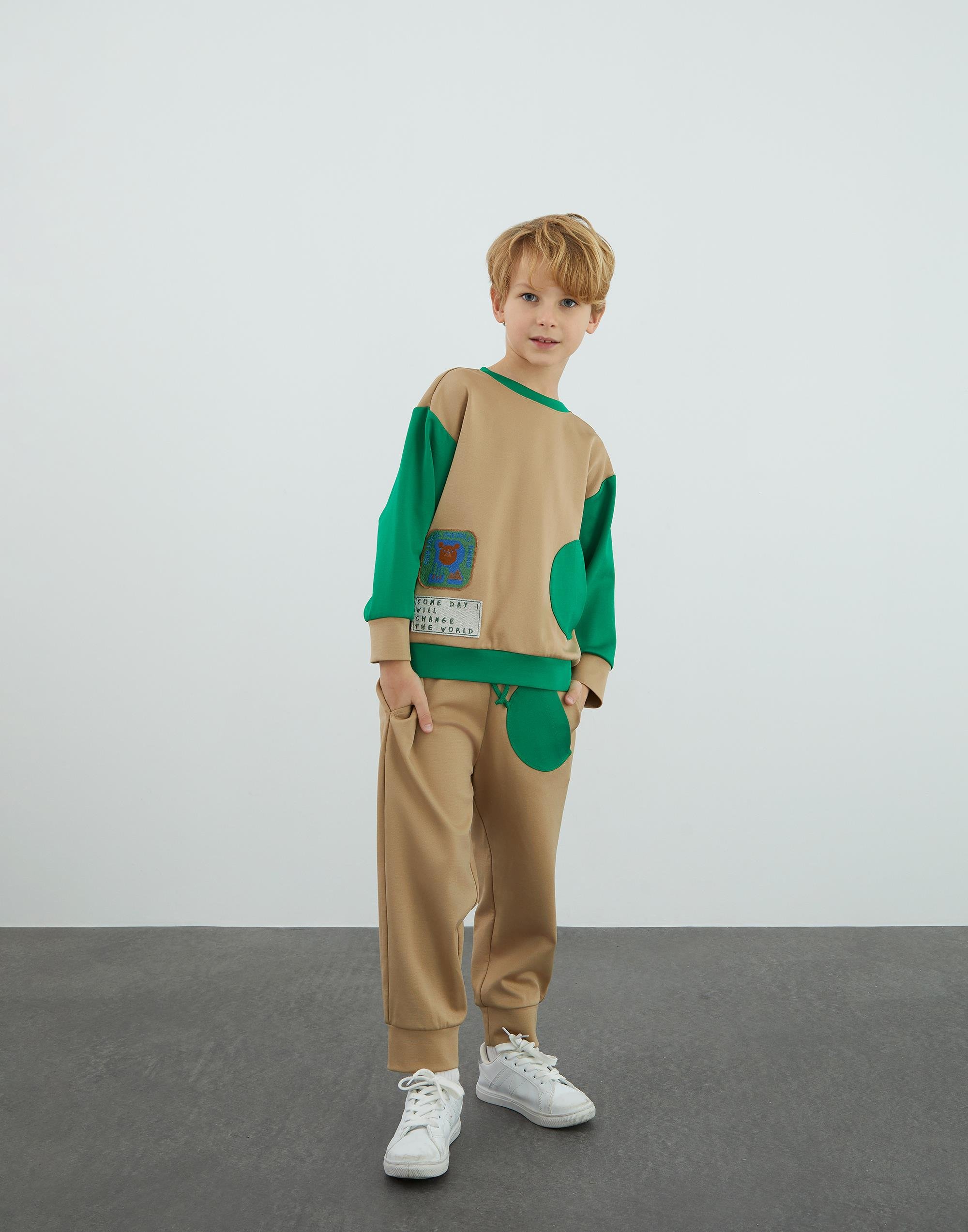 Kontrast Garni Detaylı Bej Sweatshirt - junior, designer dresses, bachelorette, party dresses and graduation dresses.