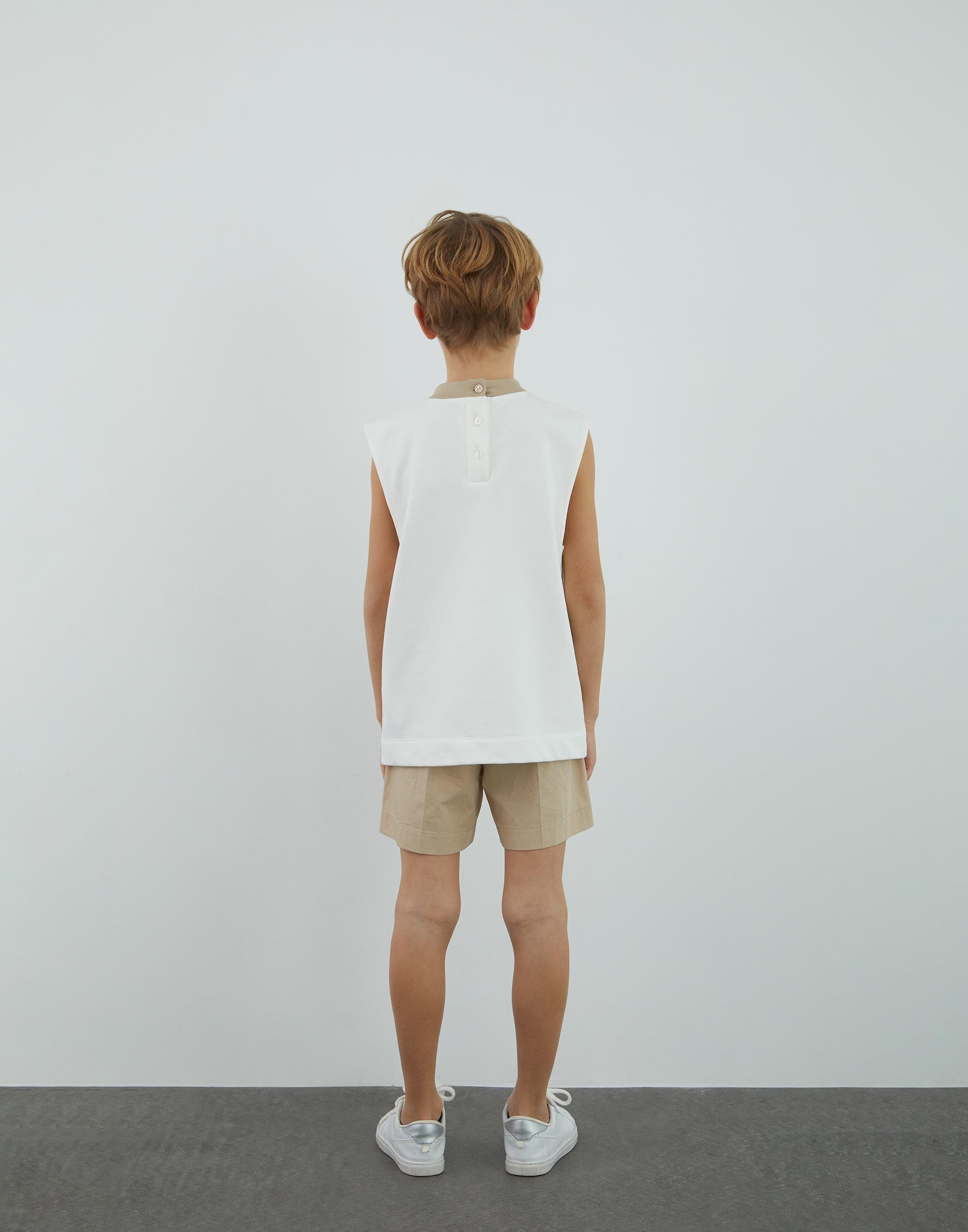 Kontrast Garni Detaylı Kolsuz Ekru  T Shirt - junior, designer dresses, bachelorette, party dresses and graduation dresses.