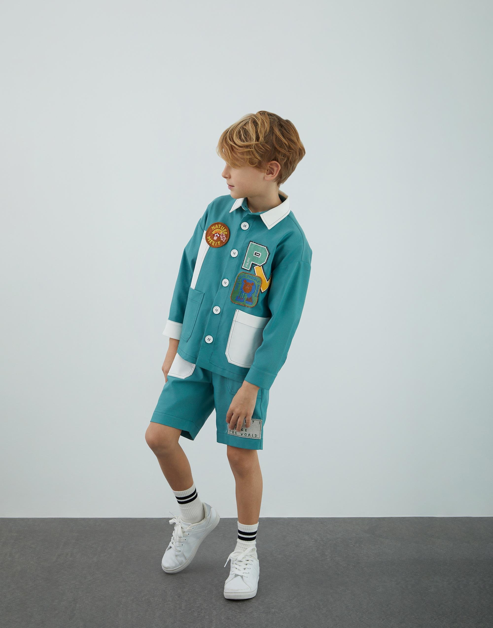 Kontrast Garni Ve Aplike Detaylı Yeşil Ceket - junior, designer dresses, bachelorette, party dresses and graduation dresses.