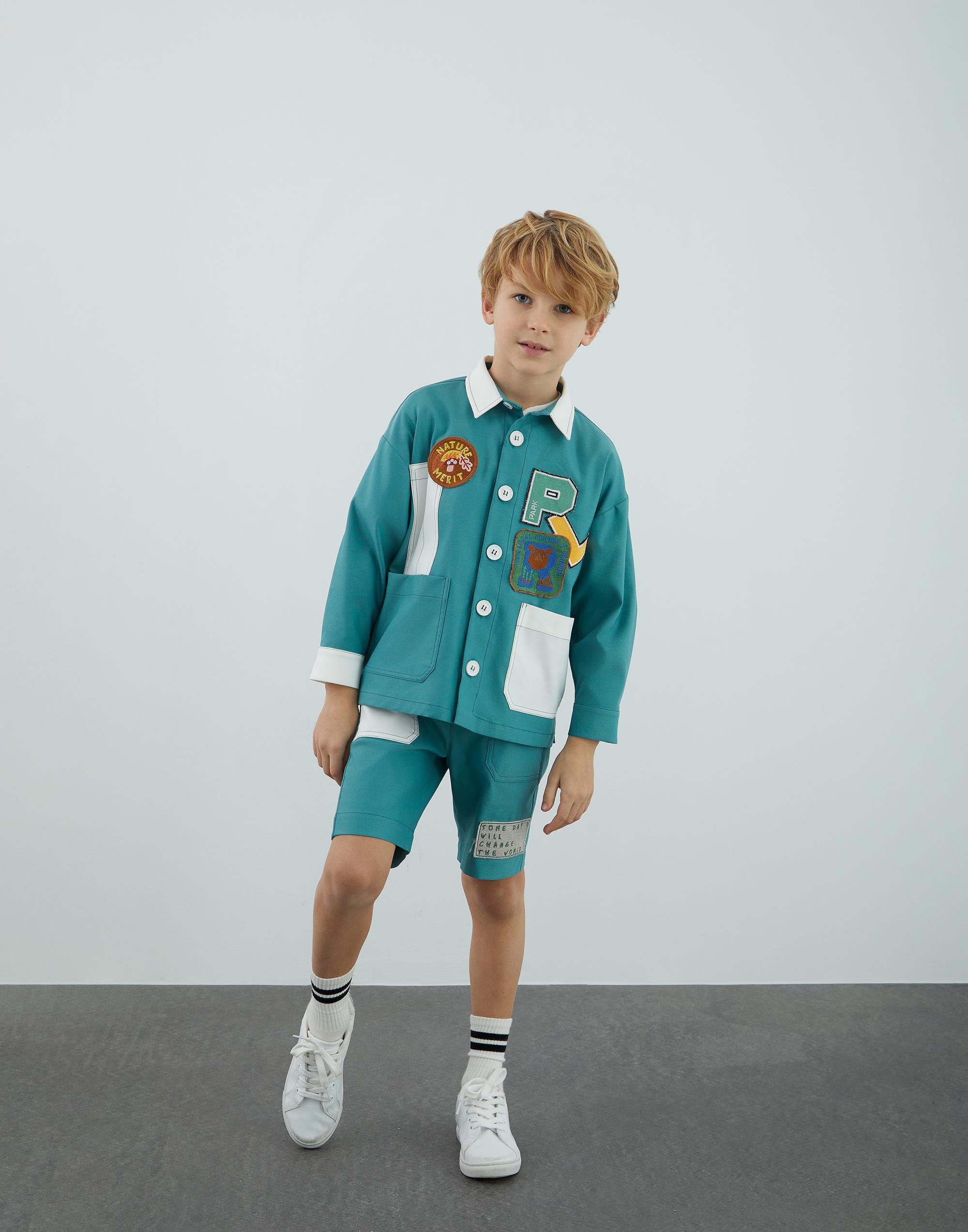 Kontrast Garni Ve Aplike Detaylı Yeşil Ceket - junior, designer dresses, bachelorette, party dresses and graduation dresses.