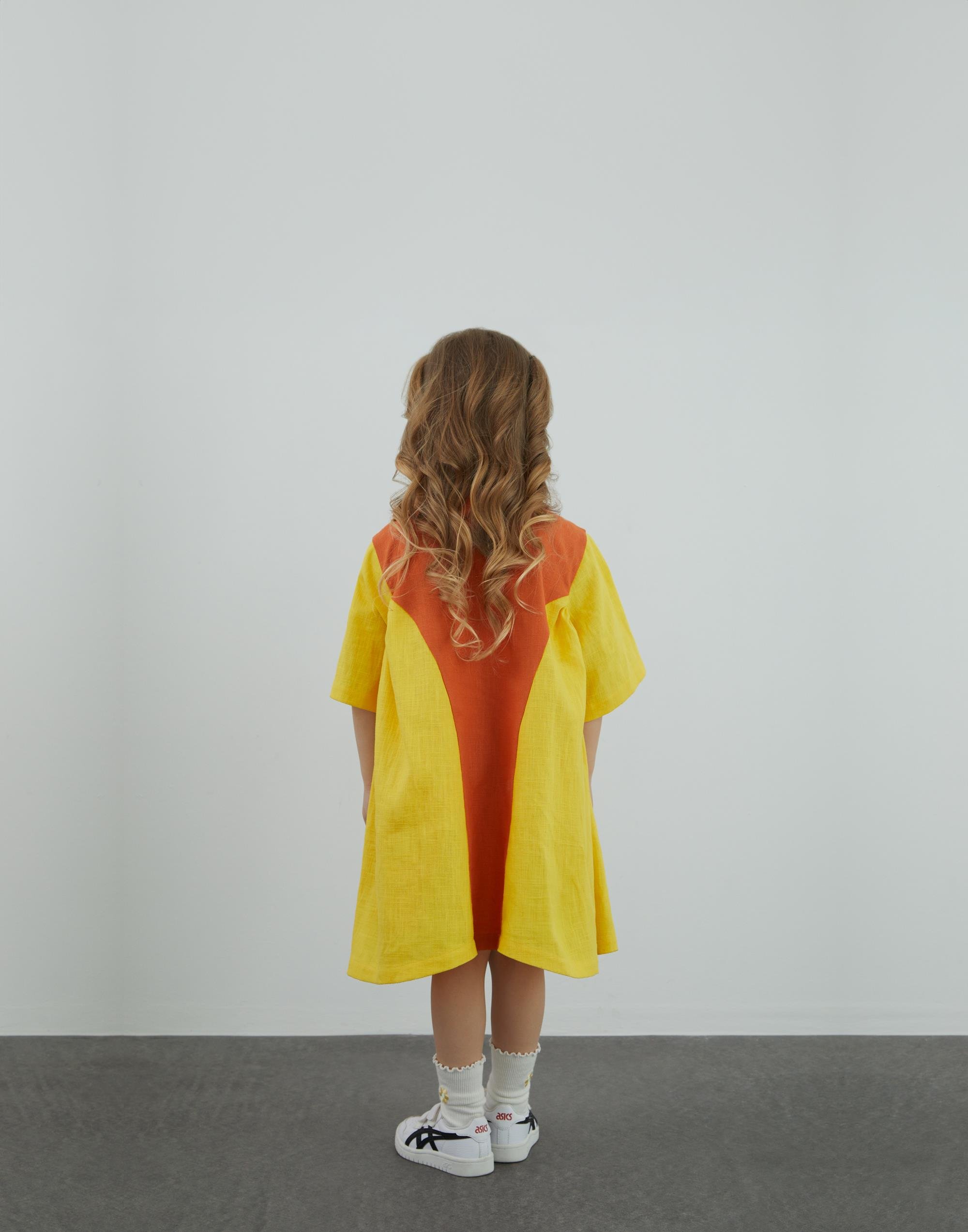 Kontrast Garni Ve Fermuar Detaylı Yandan Büzgülü Sarı Elbise - junior, designer dresses, bachelorette, party dresses and graduation dresses.