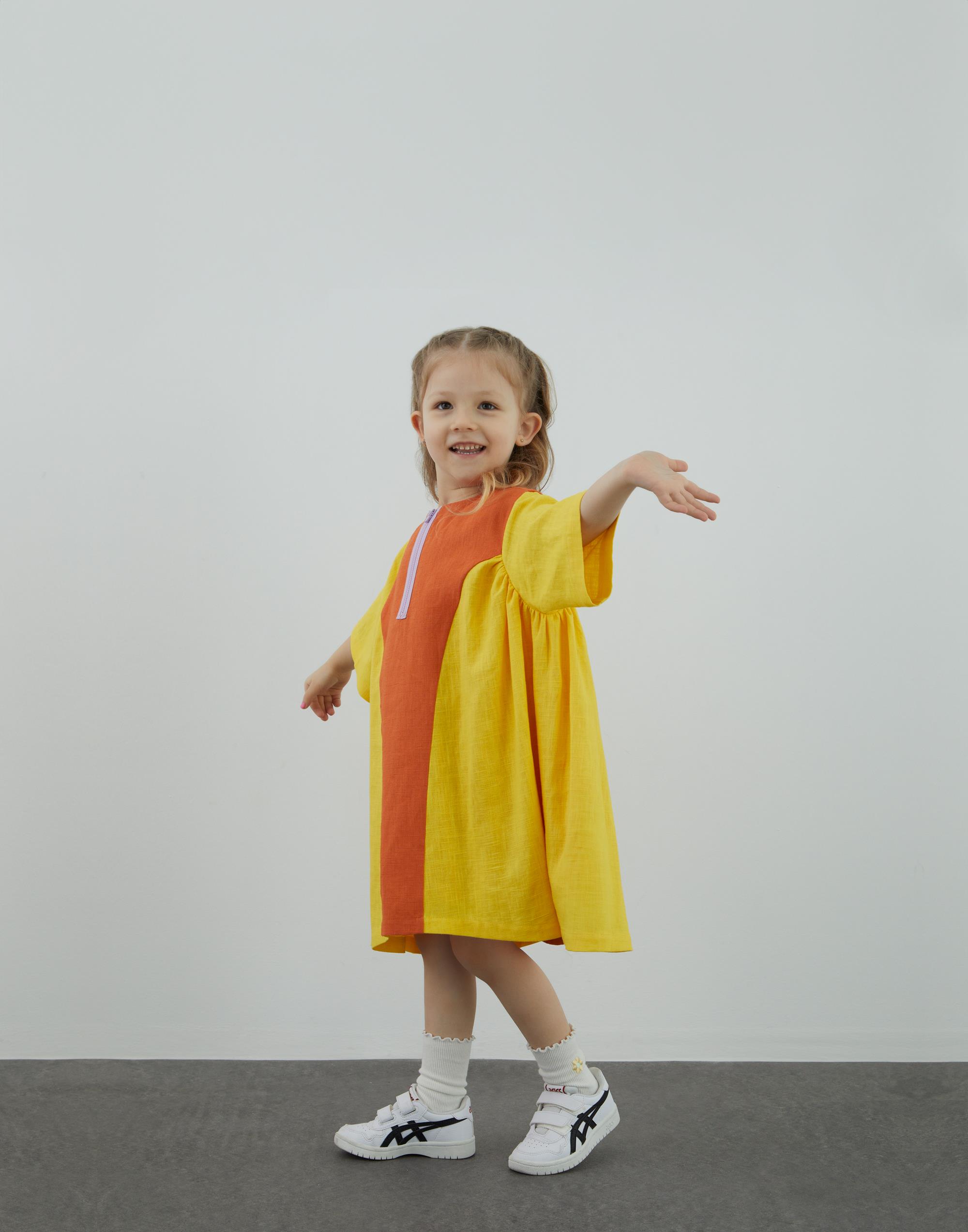 Kontrast Garni Ve Fermuar Detaylı Yandan Büzgülü Sarı Elbise - junior, designer dresses, bachelorette, party dresses and graduation dresses.