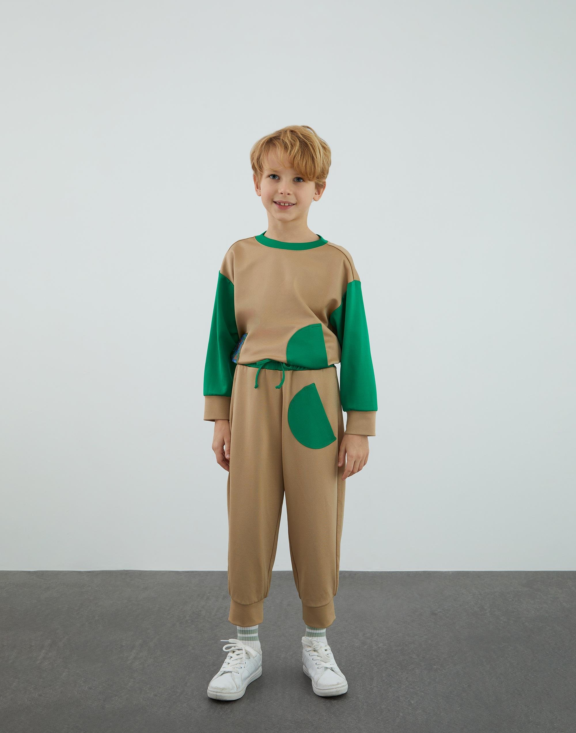 Kontrast Garnili Bej Jogger Pantolon - junior, designer dresses, bachelorette, party dresses and graduation dresses.