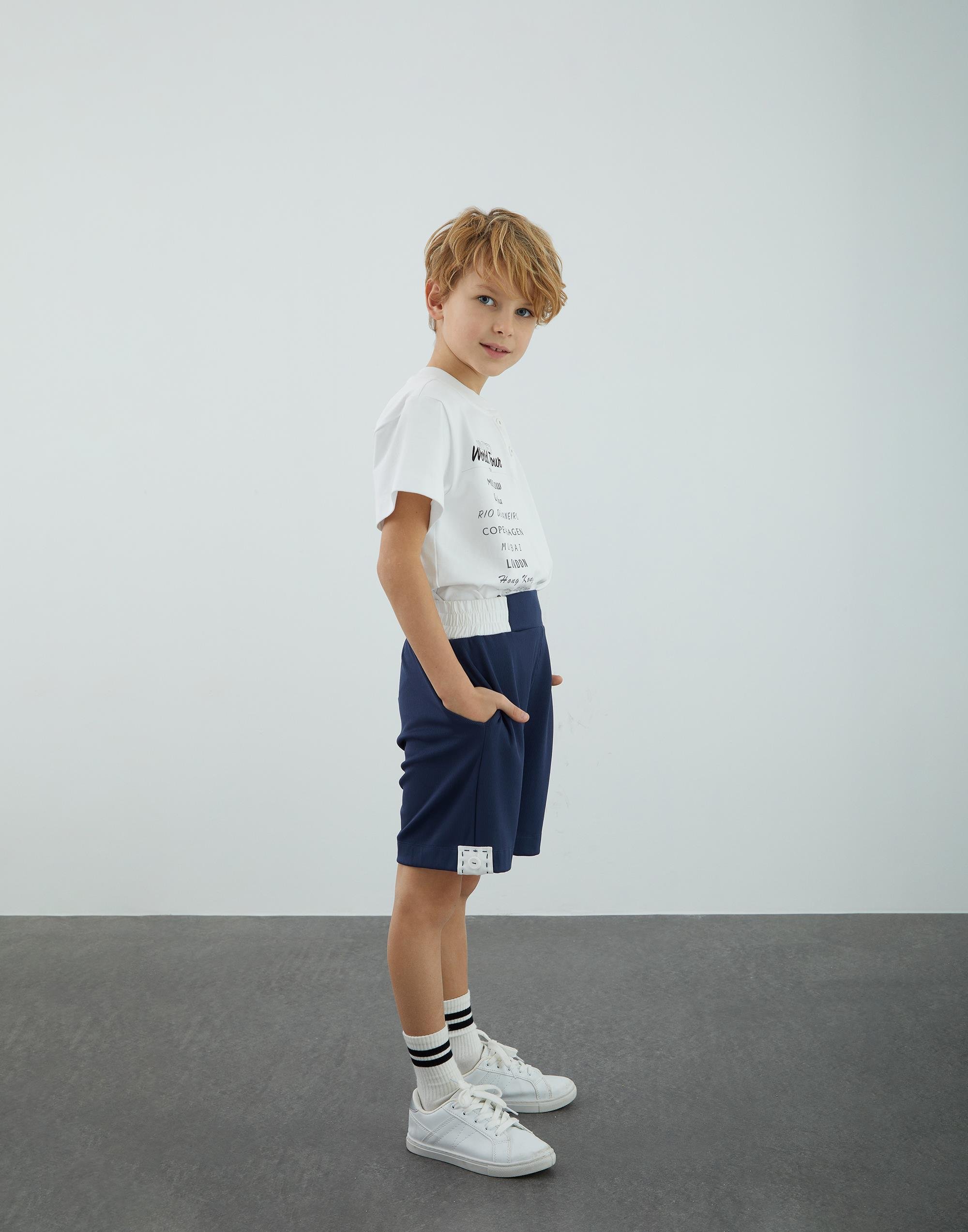 Kontrast Garnili Ve Punto Dikiş Detalı Lacivert  Şort - junior, designer dresses, bachelorette, party dresses and graduation dresses.