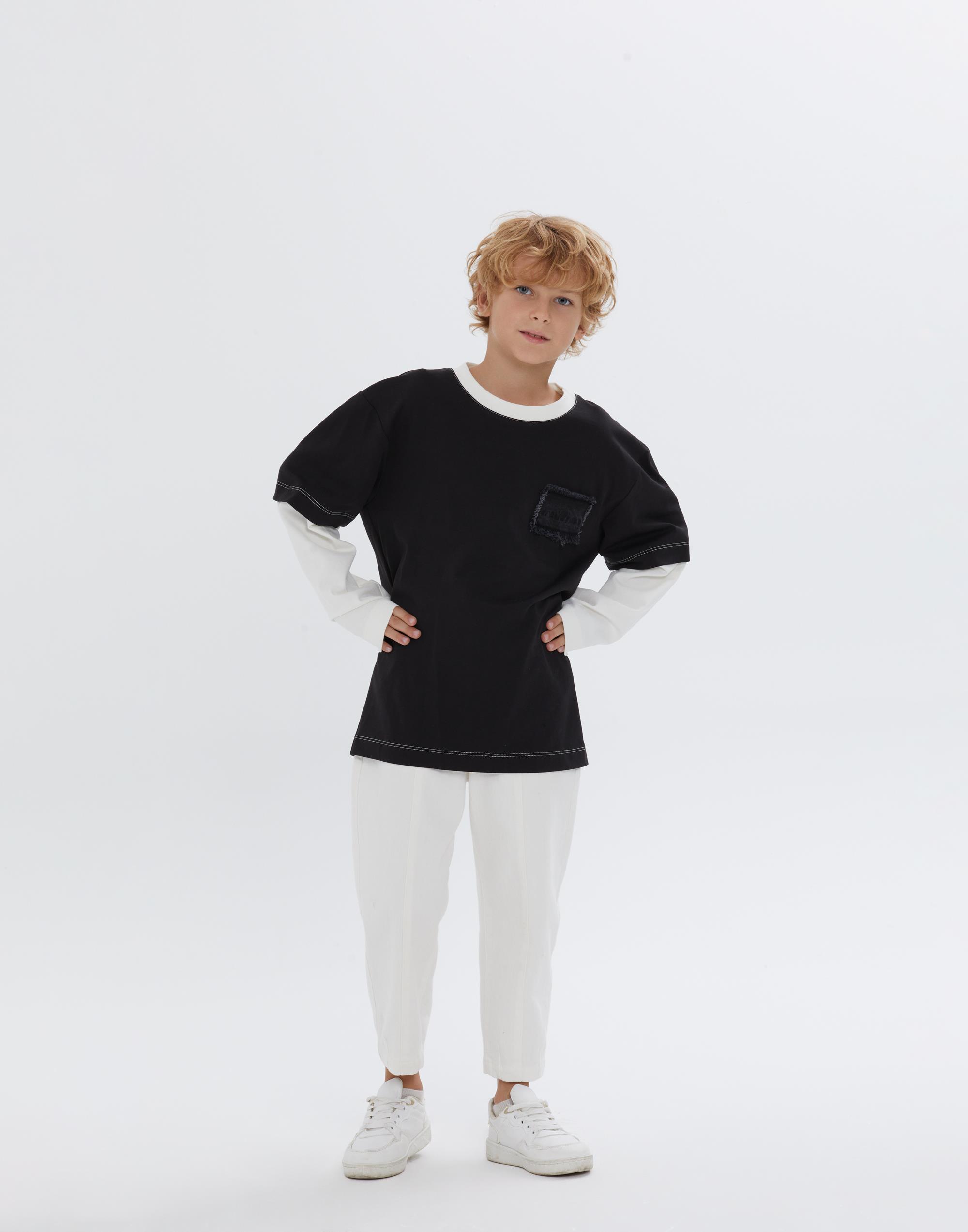 Kontrast Geçişli Önde Aplike Nakışlı Örme Siyah Erkek Çocuk Bluz - junior, designer dresses, bachelorette, party dresses and graduation dresses.