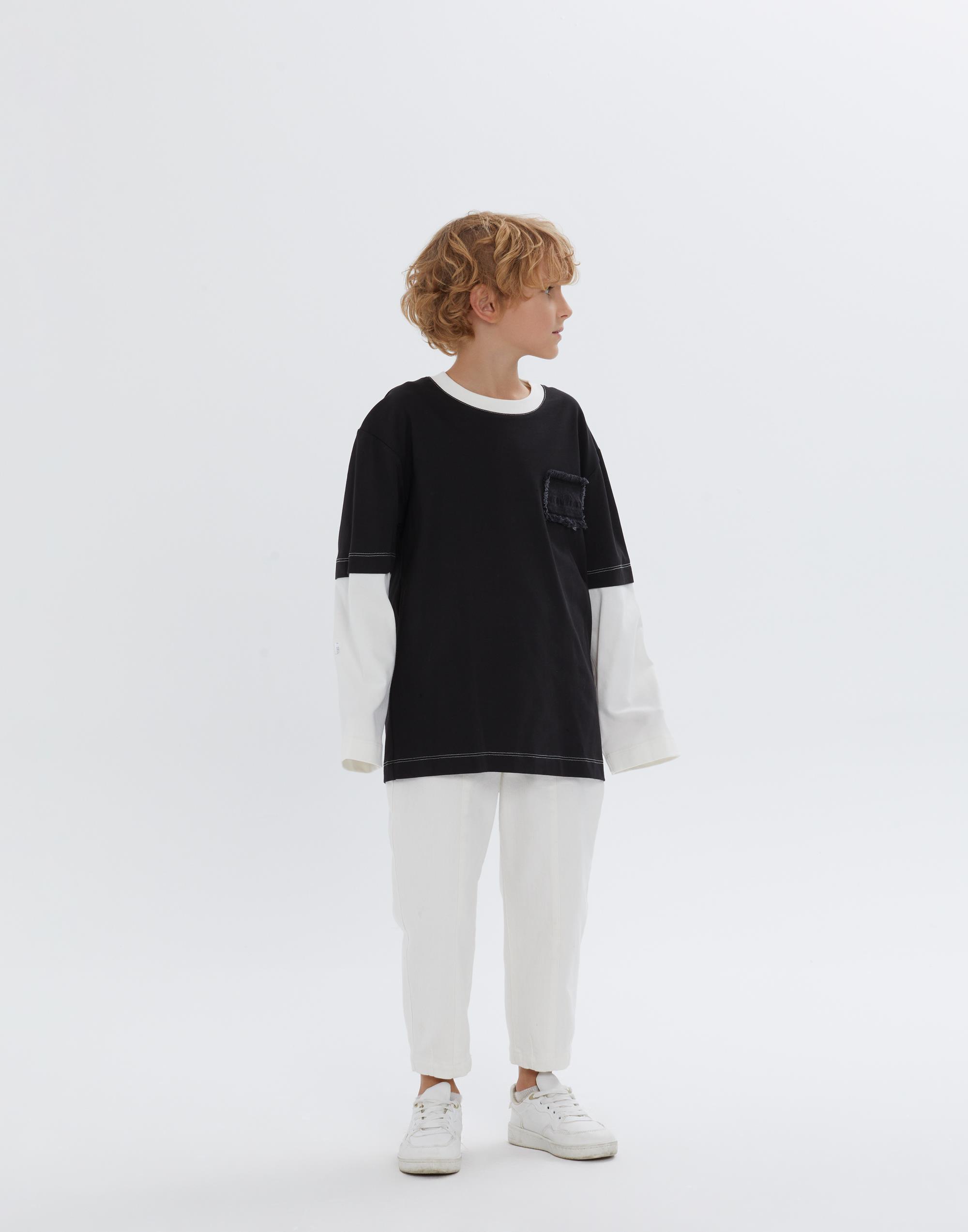 Kontrast Geçişli Önde Aplike Nakışlı Örme Siyah Erkek Çocuk Bluz - junior, designer dresses, bachelorette, party dresses and graduation dresses.