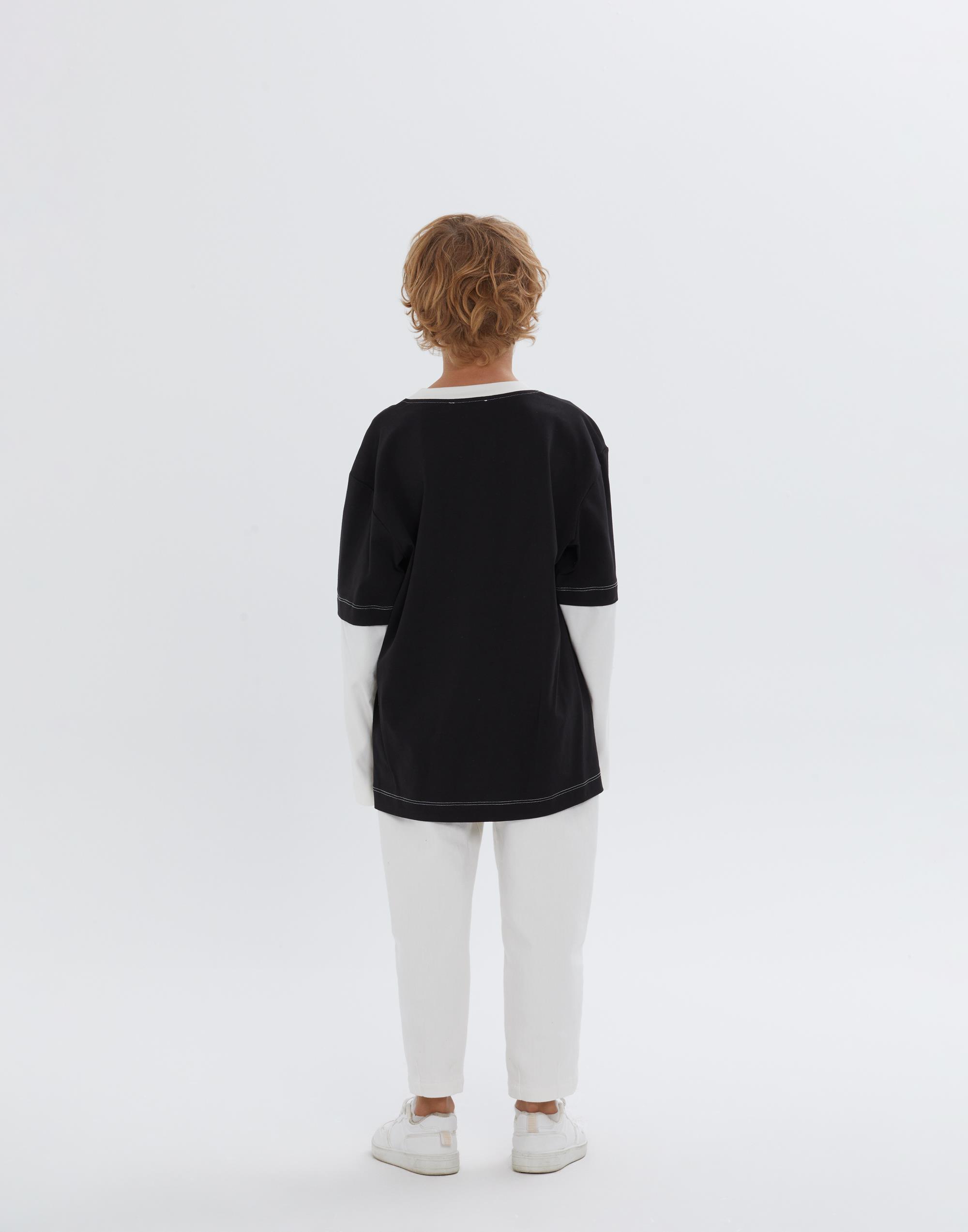 Kontrast Geçişli Önde Aplike Nakışlı Örme Siyah Erkek Çocuk Bluz - junior, designer dresses, bachelorette, party dresses and graduation dresses.