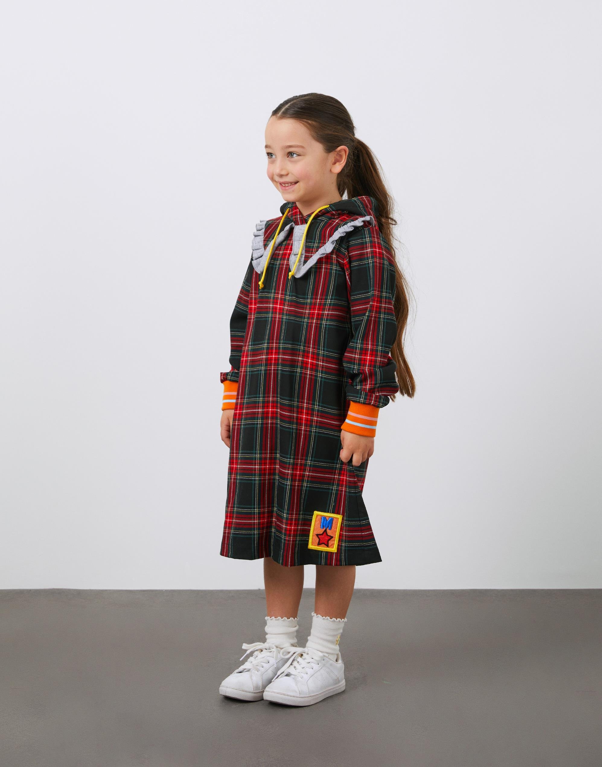 Kup Ve Fırfır Detaylı Kız Çocuk Ekose Elbise - junior, designer dresses, bachelorette, party dresses and graduation dresses.