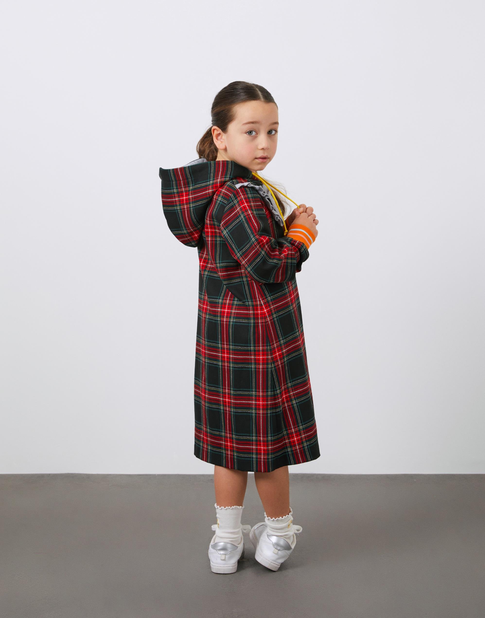 Kup Ve Fırfır Detaylı Kız Çocuk Ekose Elbise - junior, designer dresses, bachelorette, party dresses and graduation dresses.