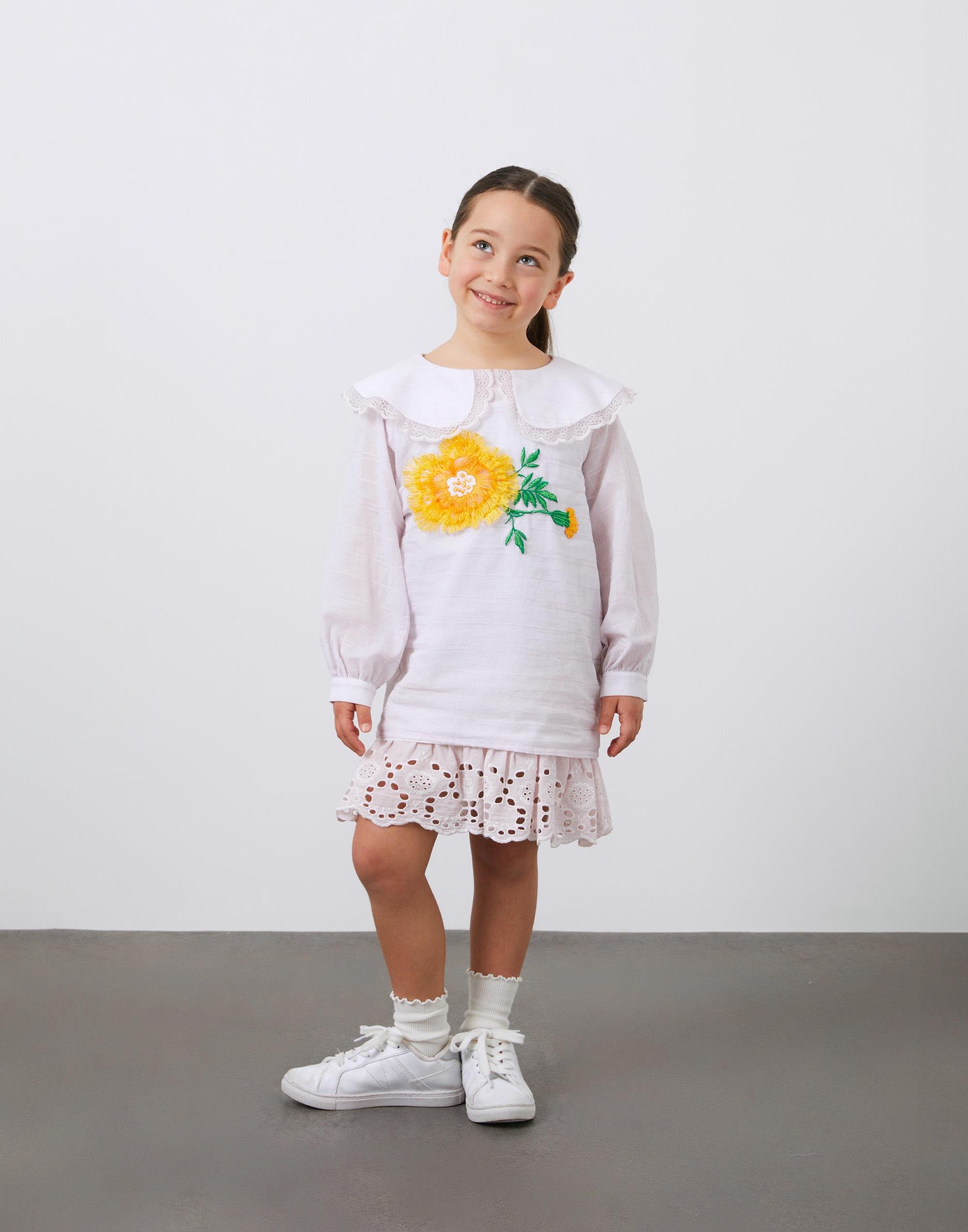 Nakış Detaylı Bebe Yaka Lila Vual Kız Çocuk Elbise - junior, designer dresses, bachelorette, party dresses and graduation dresses.